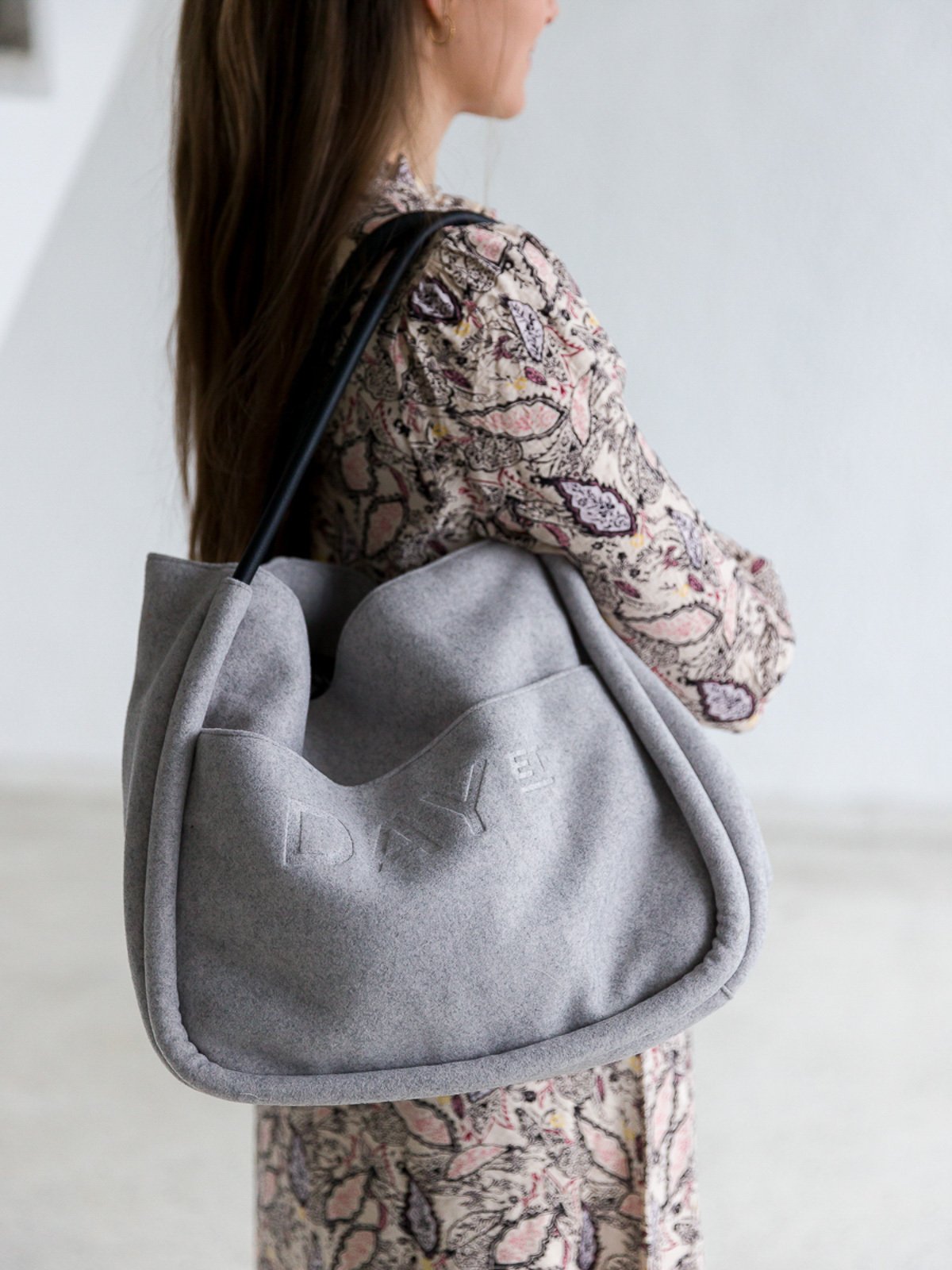 DAY ET Woolen Small Shopper Light Grey Melange