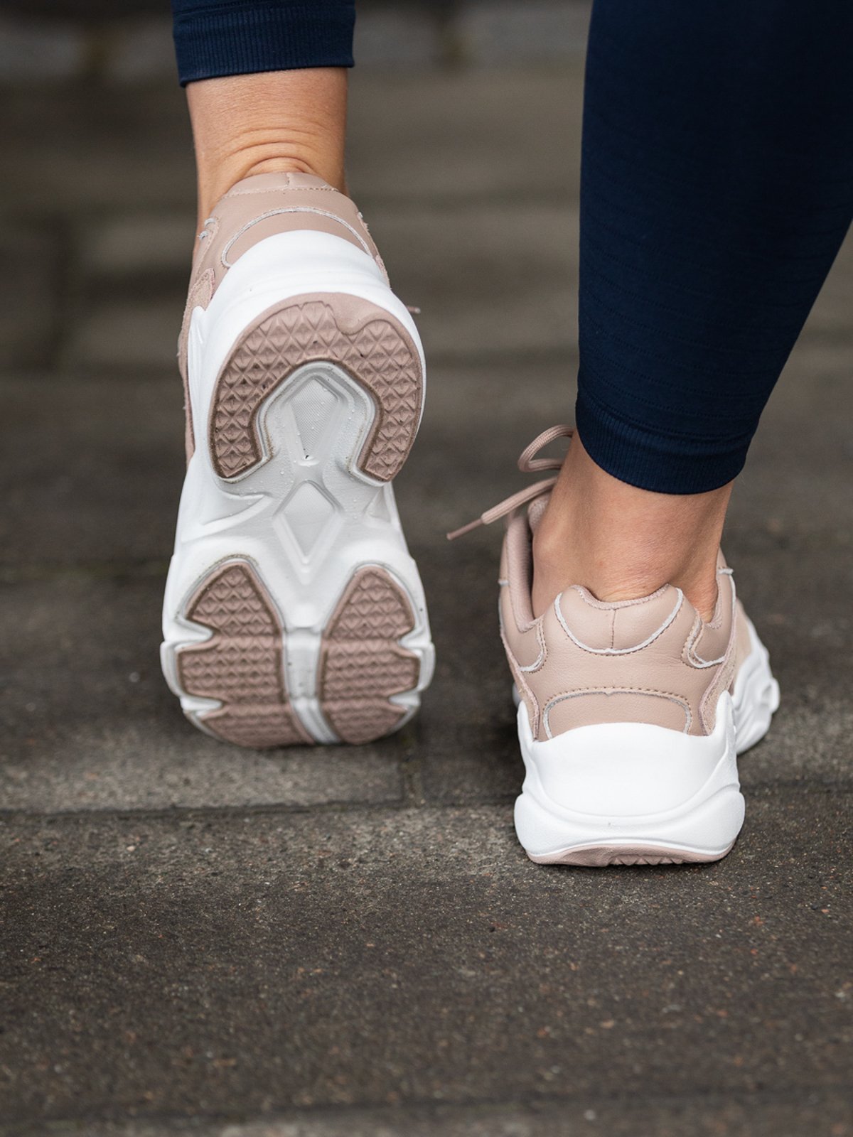 Athlecia Chunky Leather Trainers Nude