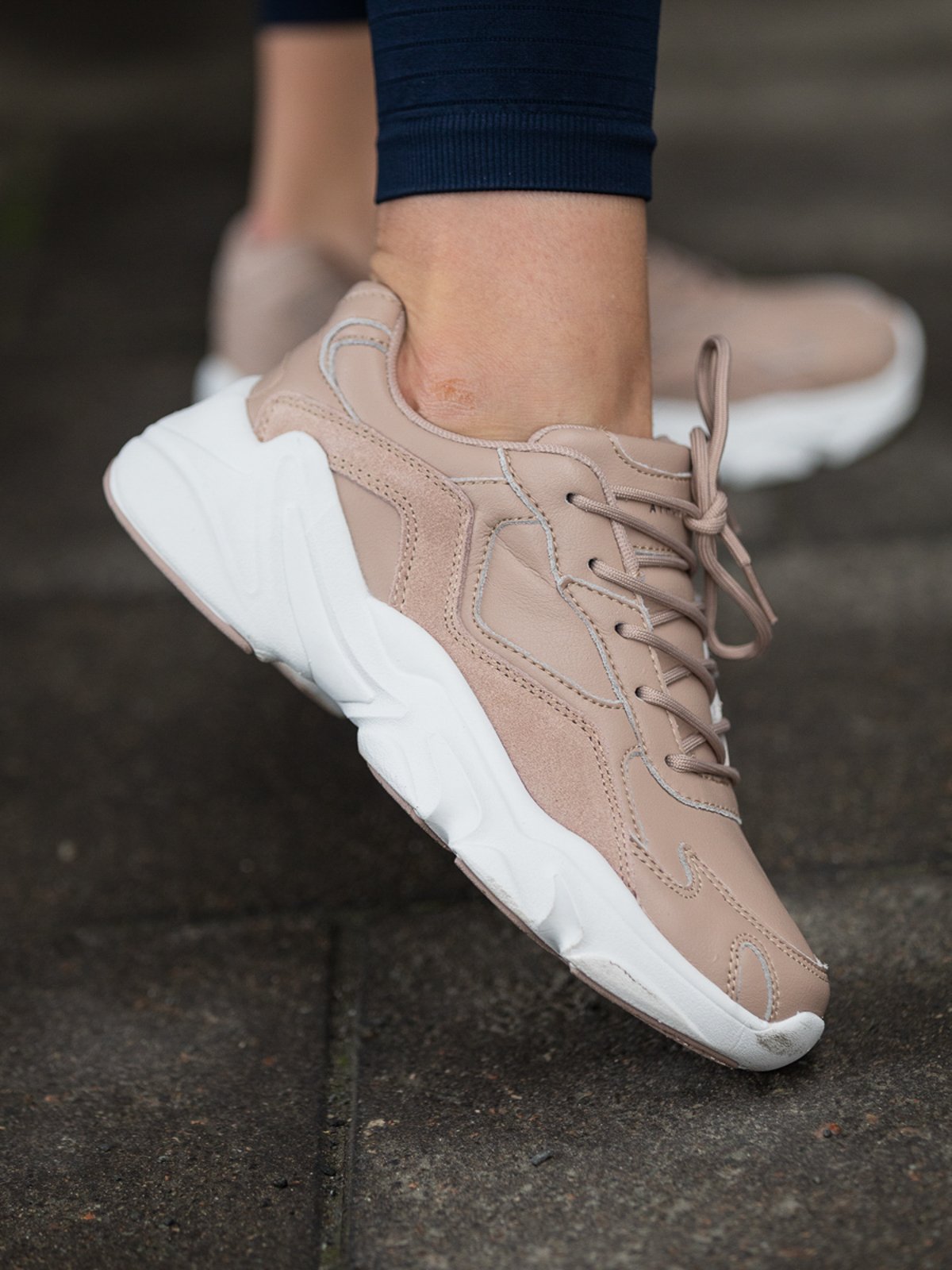 Athlecia Chunky Leather Trainers Nude