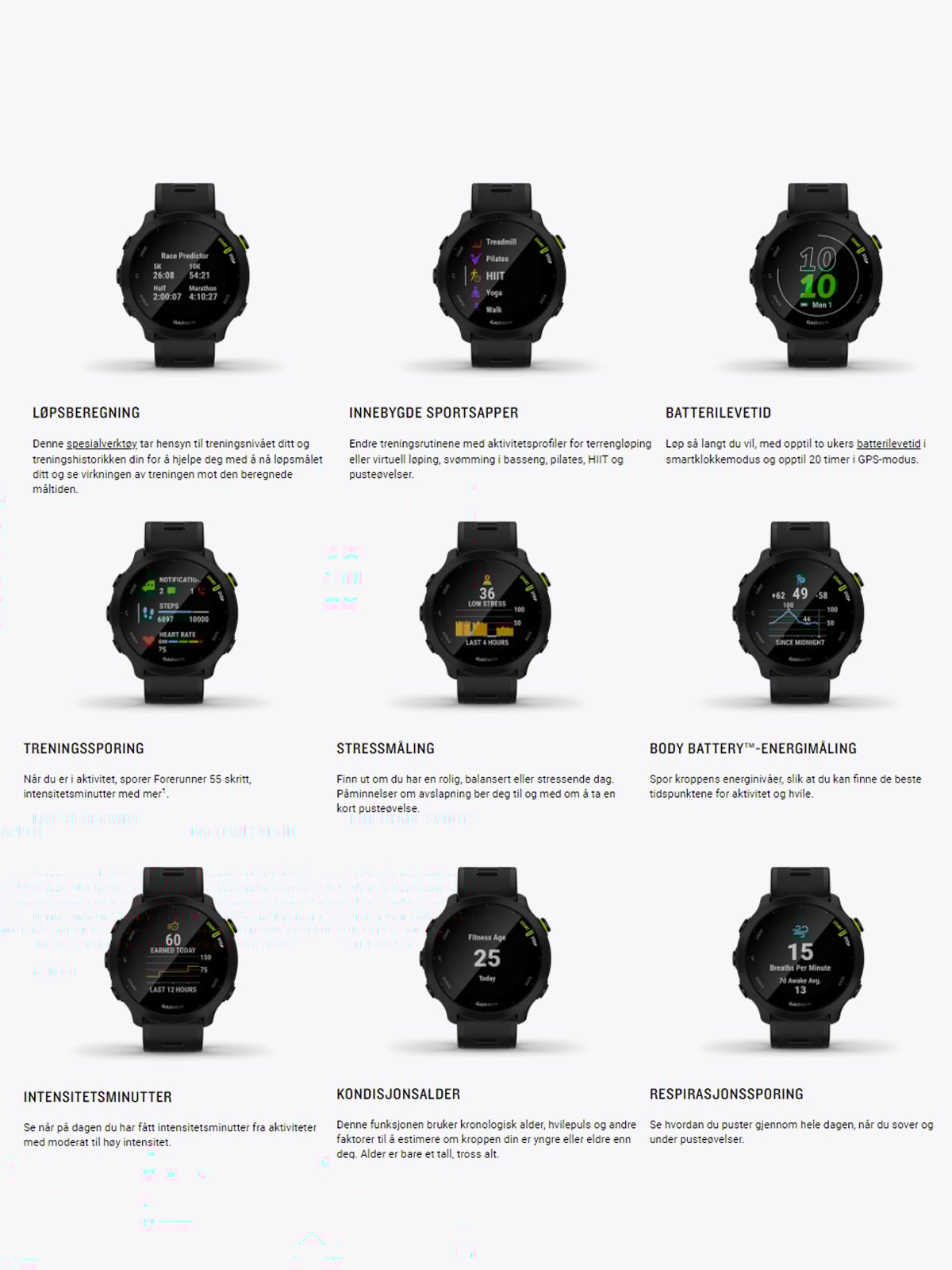 Garmin Forerunner 55 Hvit