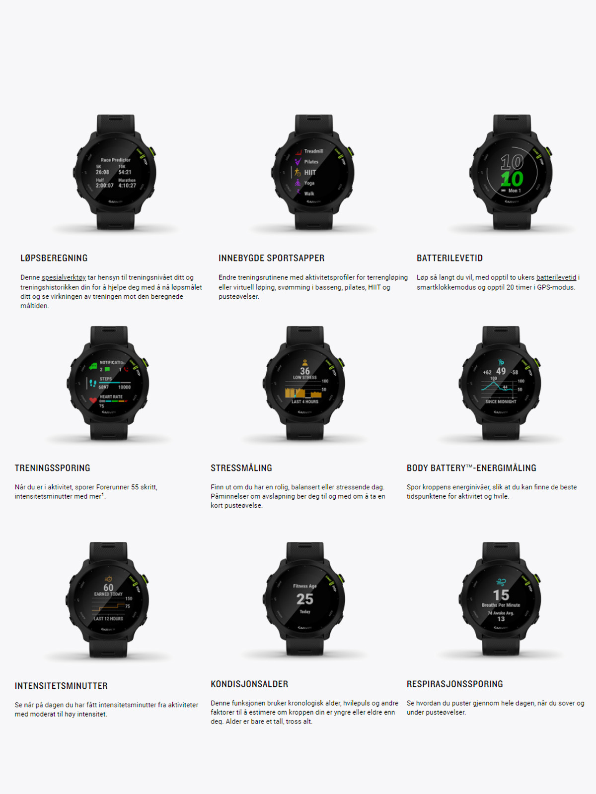 Garmin Forerunner 55 Hvit