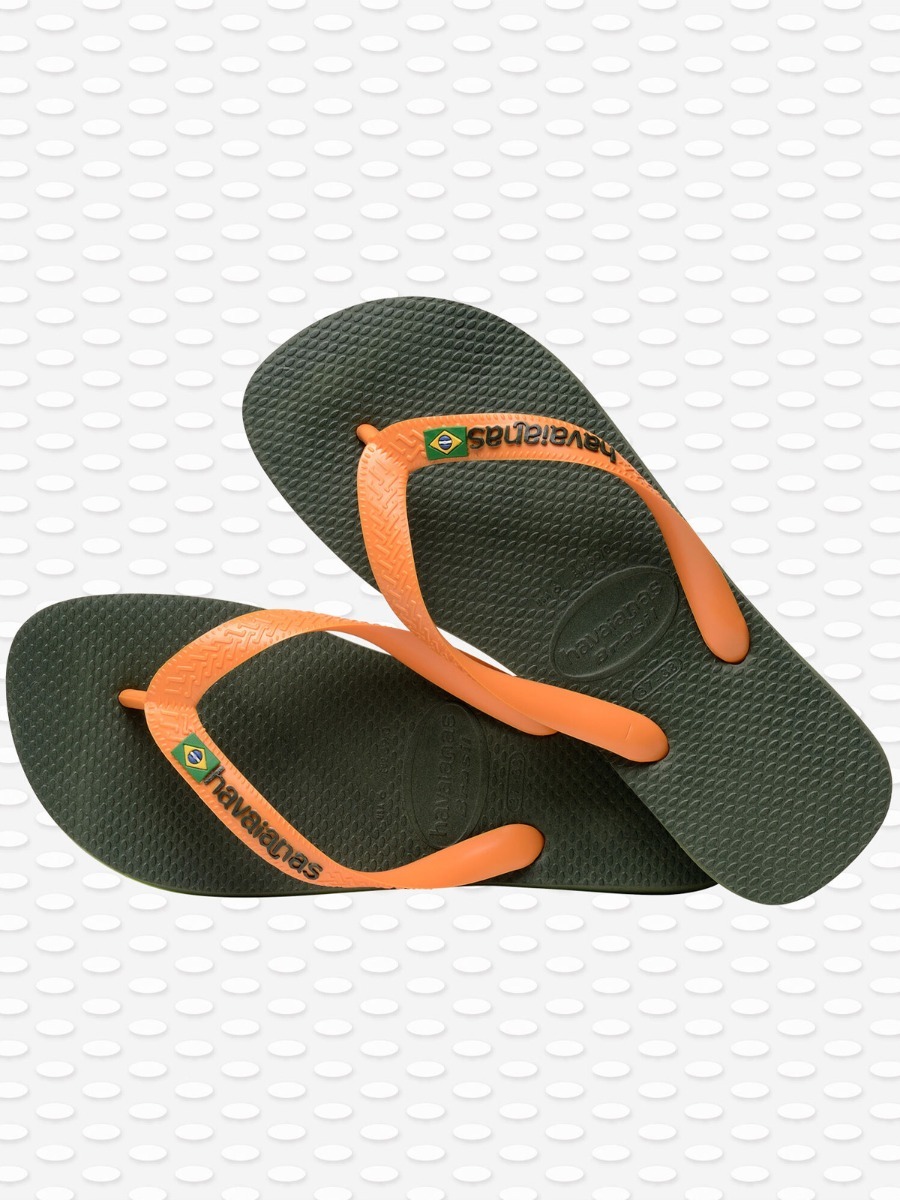 Havaianas Brasil Logo Green Olive / Vibrant Orange