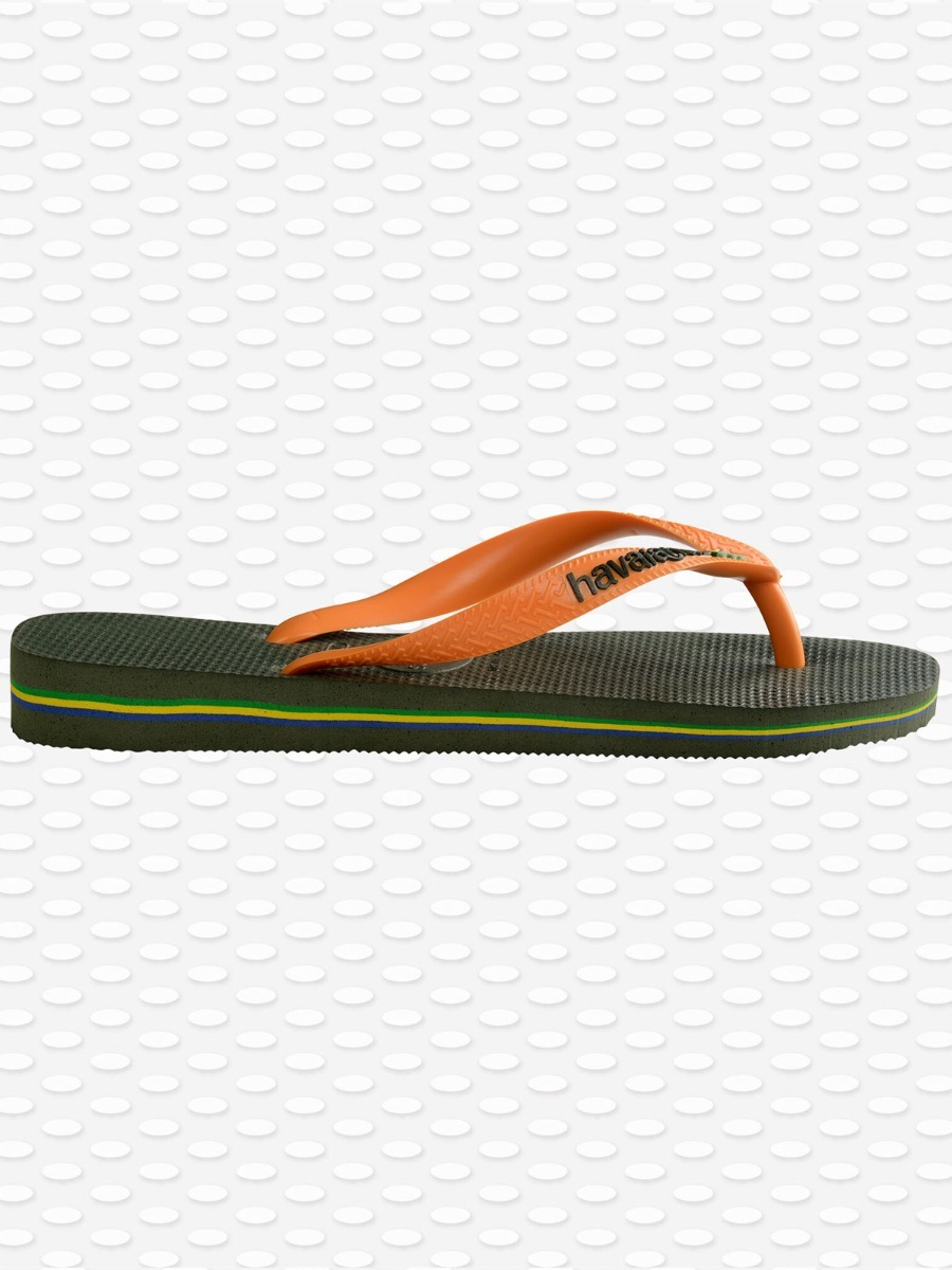 Havaianas Brasil Logo Green Olive / Vibrant Orange