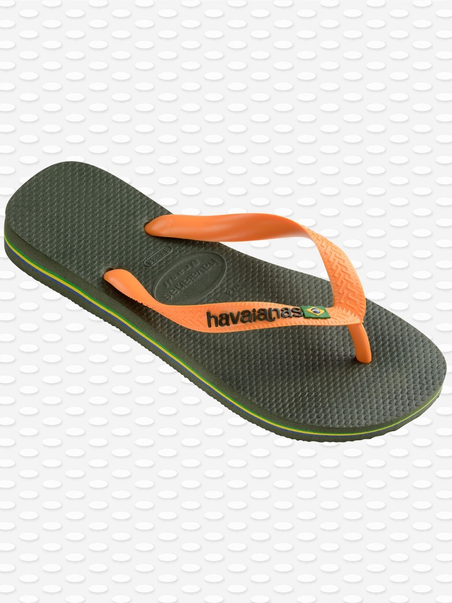 Havaianas Brasil Logo Green Olive / Vibrant Orange