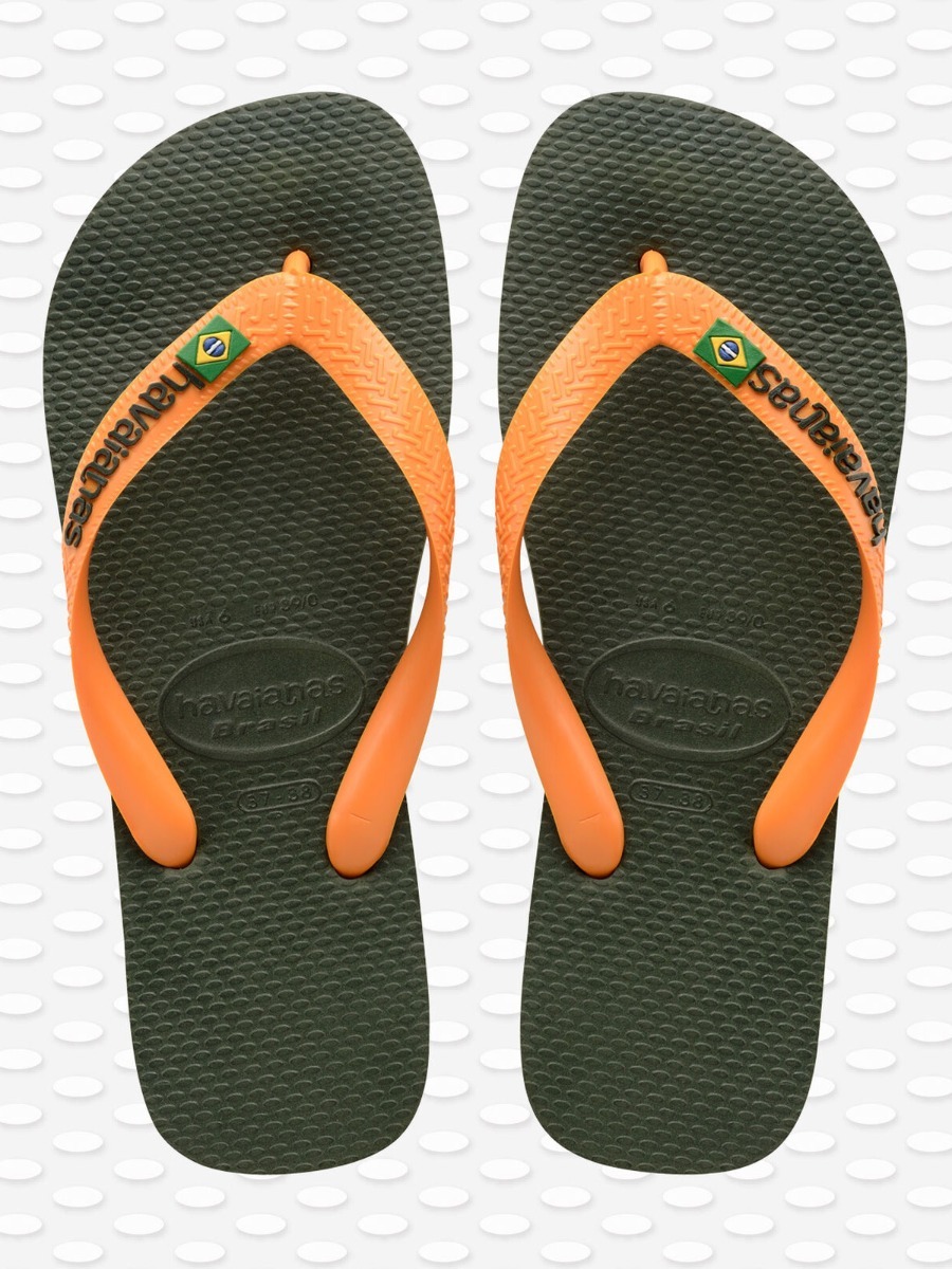 Havaianas Brasil Logo Green Olive / Vibrant Orange
