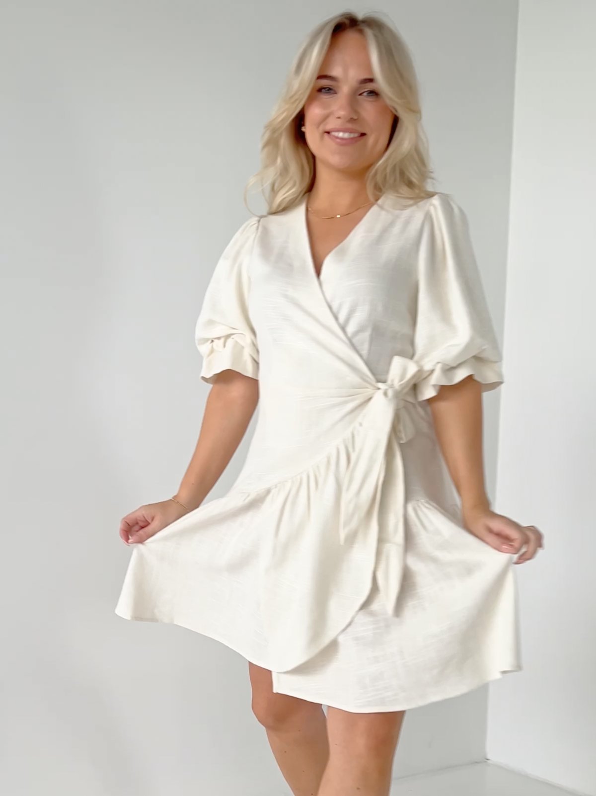 Y.A.S Prima 2/4 Wrap Dress Star White