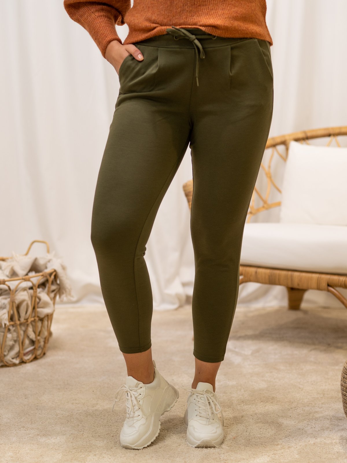 Ichi Kate Pant Cropped Ivy green