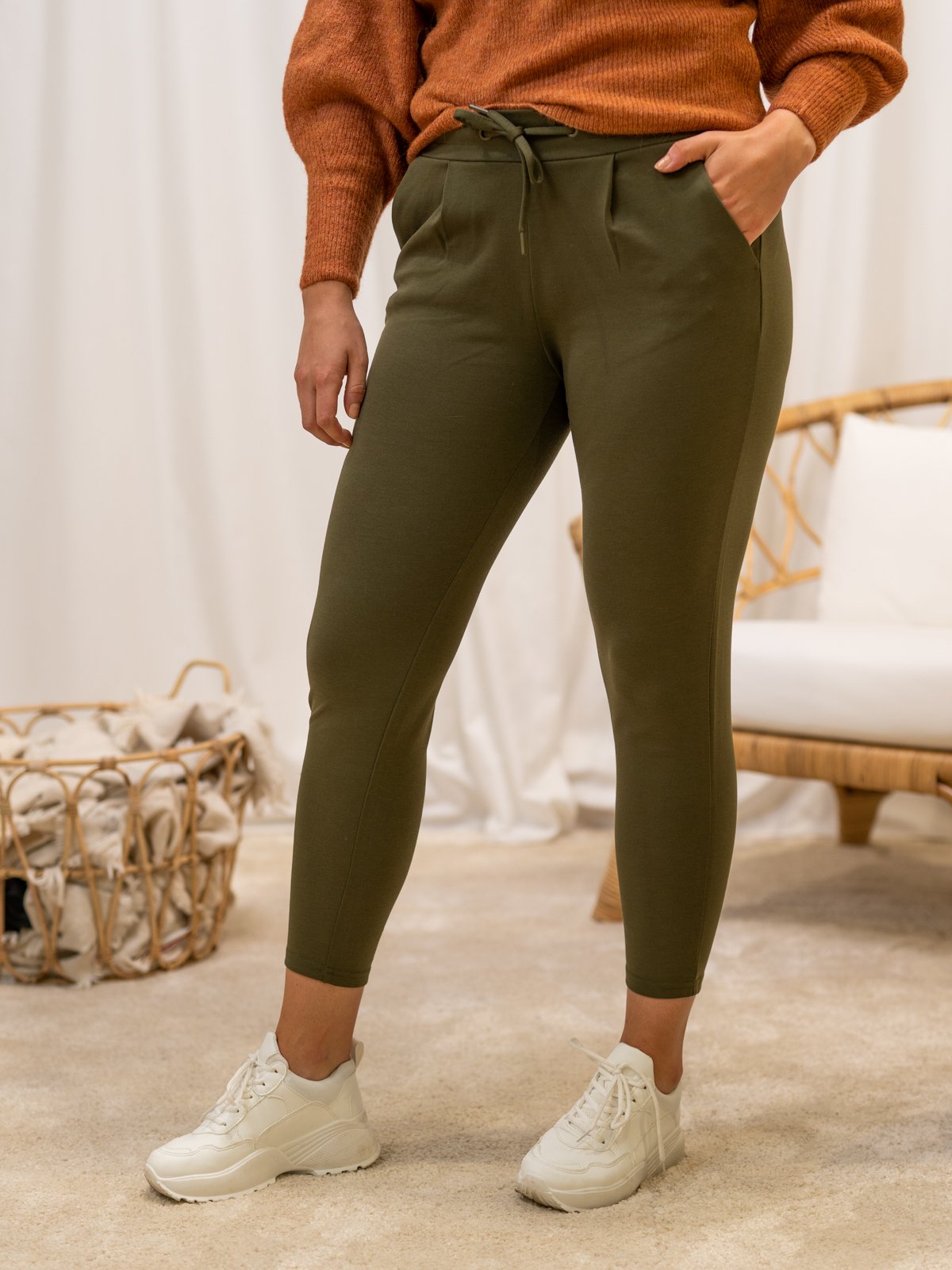 Ichi Kate Pant Cropped Ivy green