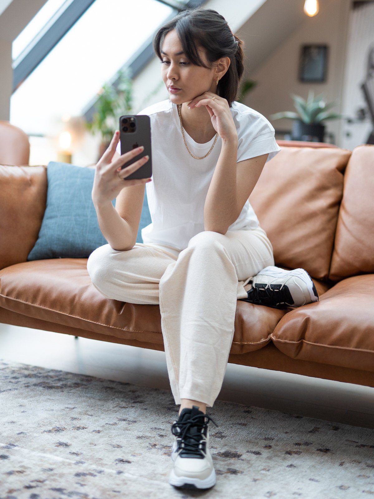 Ichi Kava Pant Oatmeal Melange