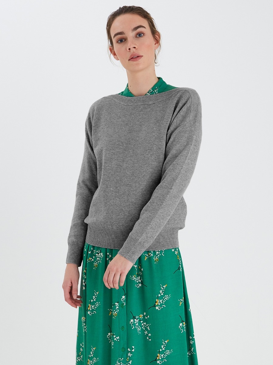 Ichi Alpa Long Sleeve 2 Grey Melange