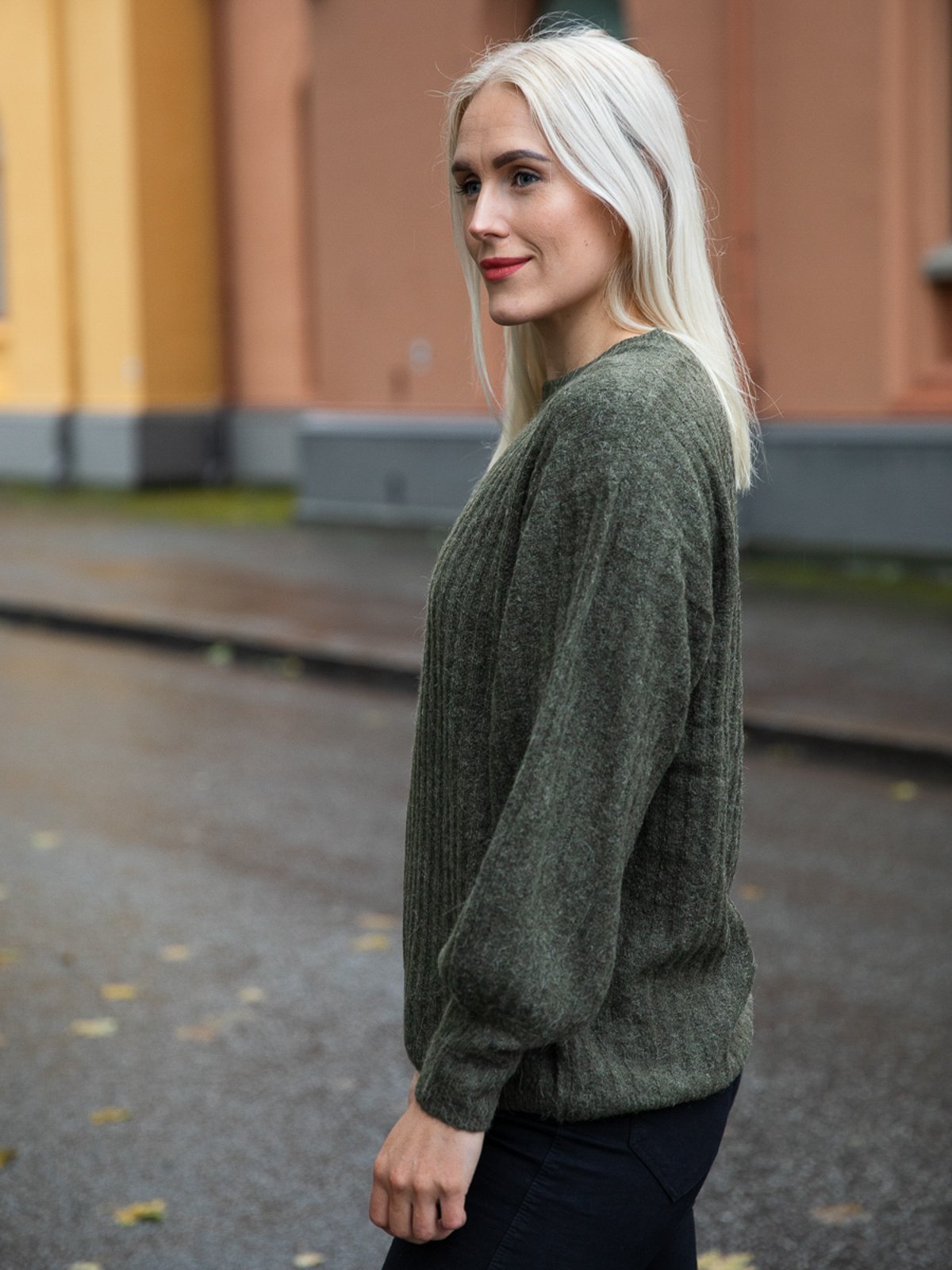 Ichi Amara Long Sleeve Rib Ivy Green