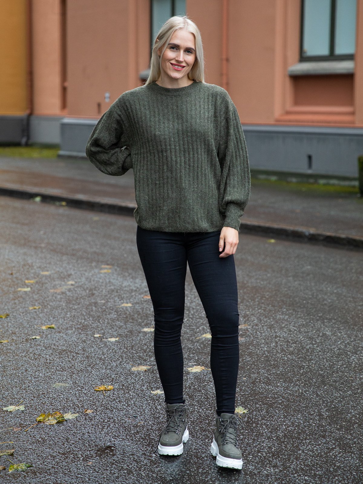 Ichi Amara Long Sleeve Rib Ivy Green