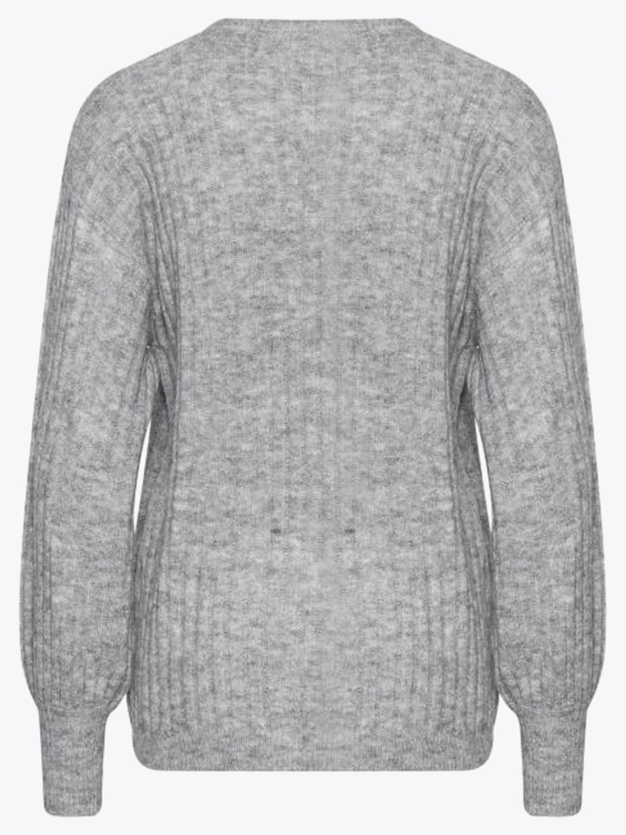 Ichi Amara Long Sleeve Rib Grey Melange