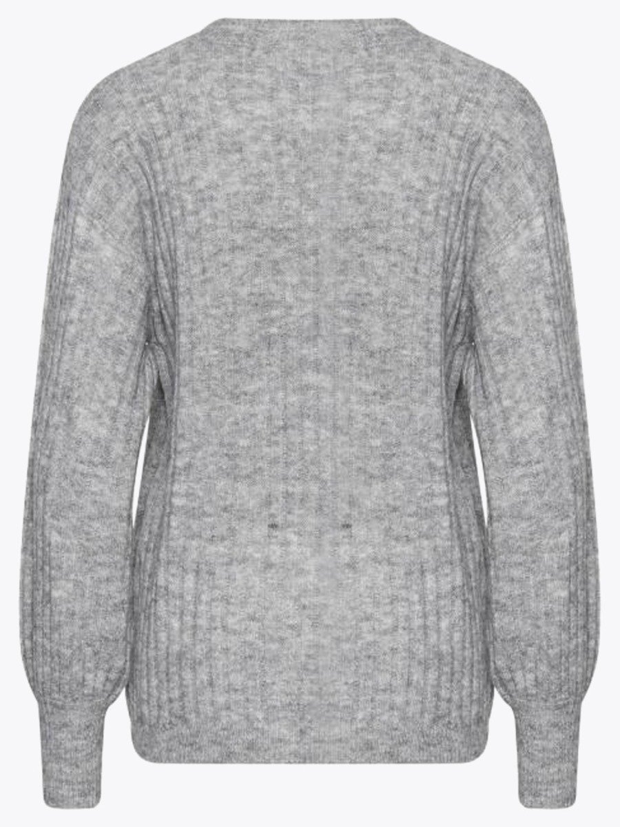 Ichi Amara Long Sleeve Rib Grey Melange