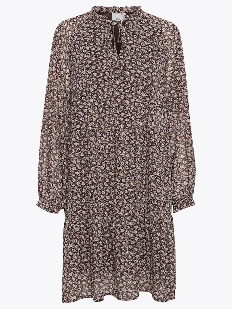 Ichi Darma Frill Dress Russet Brown