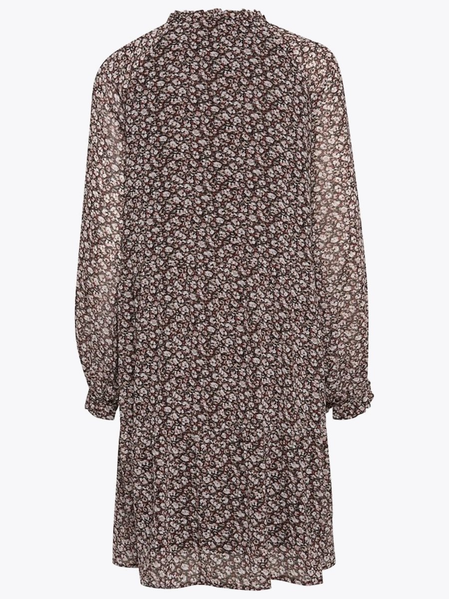 Ichi Darma Frill Dress Russet Brown