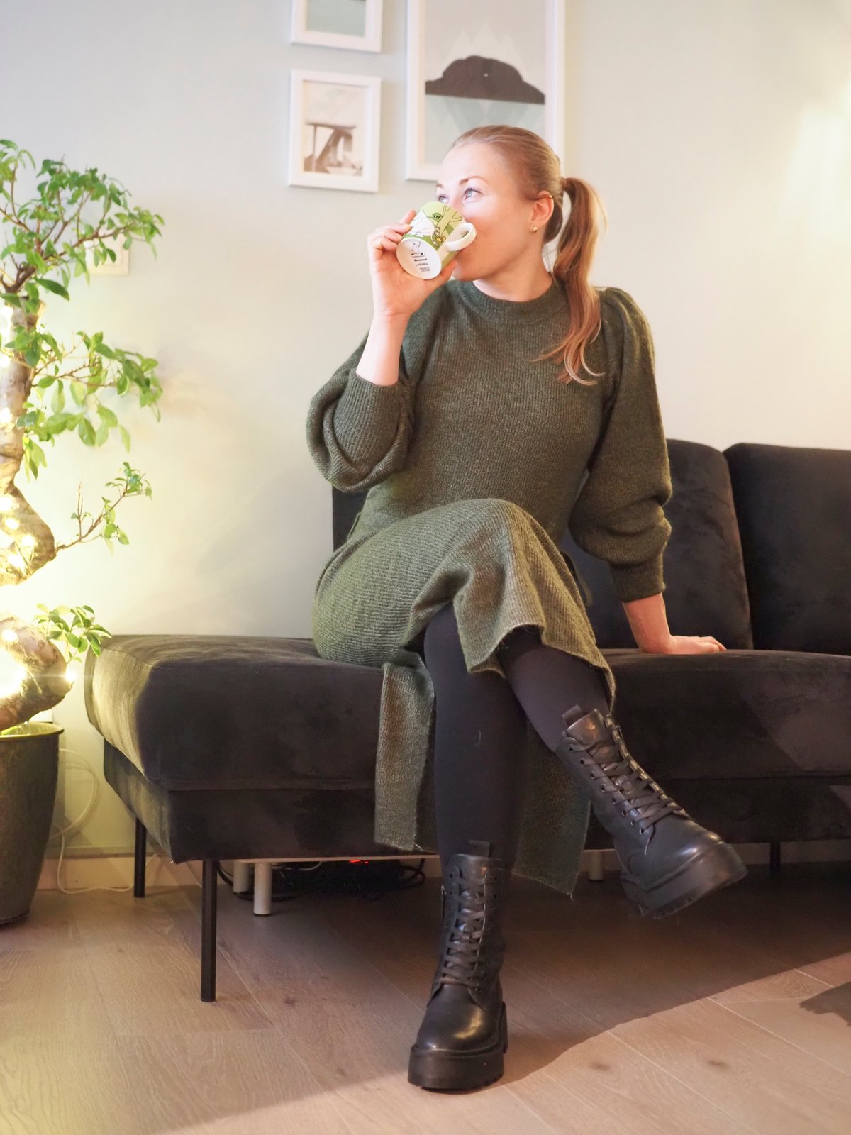 Ichi Jordan Dress Ivy Green