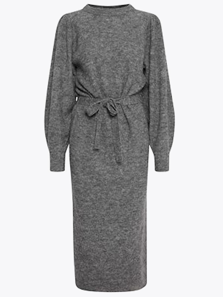 Ichi Jordan Dress Dark Grey Melange