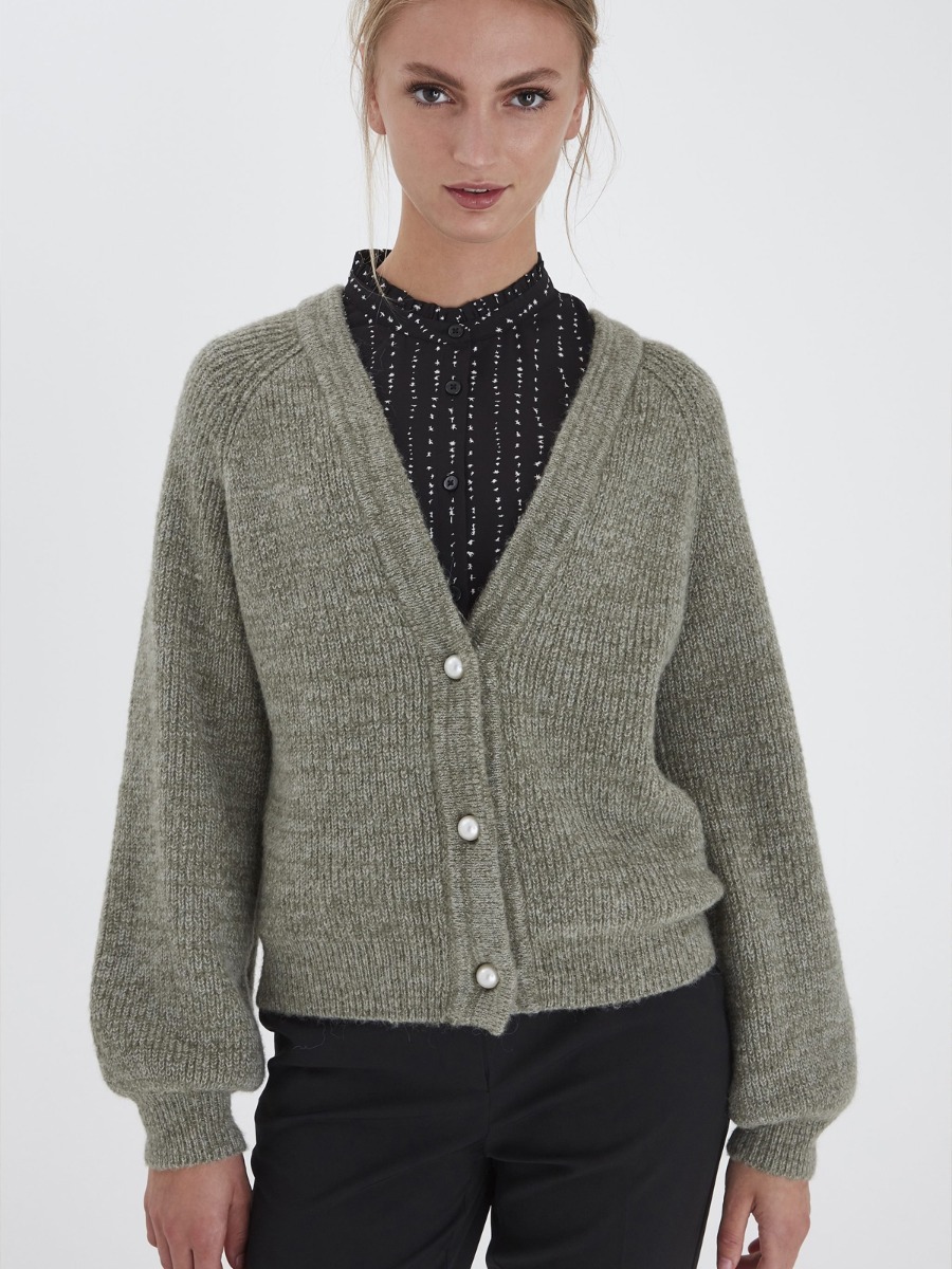 Ichi Marin Cardigan Deep Lichen Green