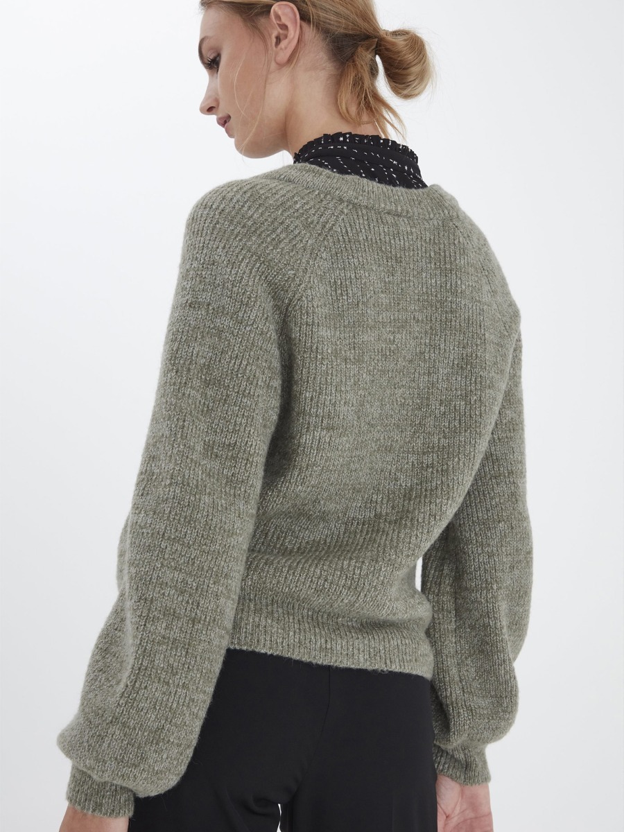 Ichi Marin Cardigan Deep Lichen Green