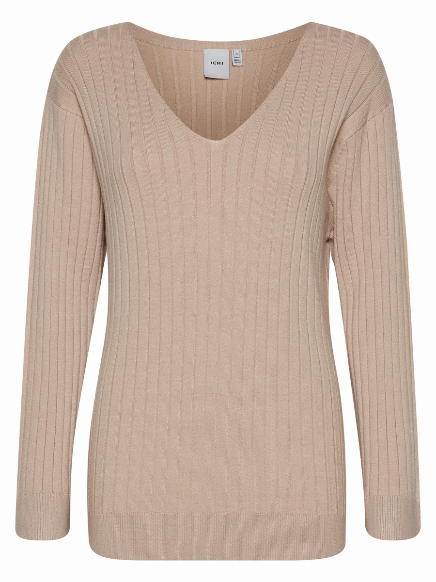 Ichi Kava Rib Long Sleeve Oxford Tan