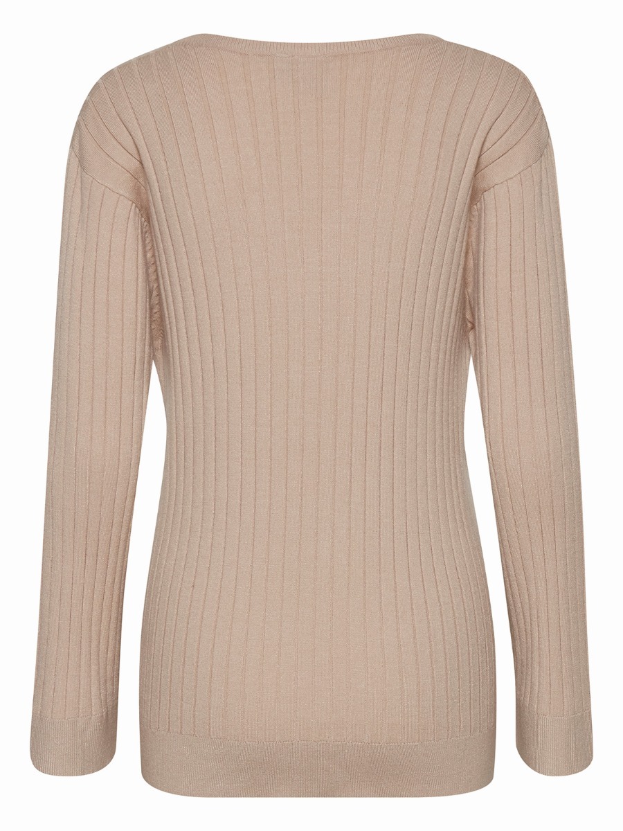 Ichi Kava Rib Long Sleeve Oxford Tan