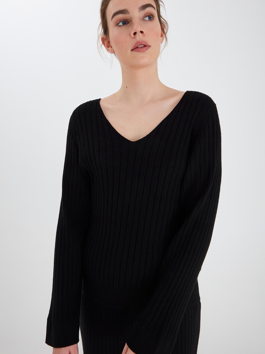 Ichi Kava Rib Long Sleeve Black