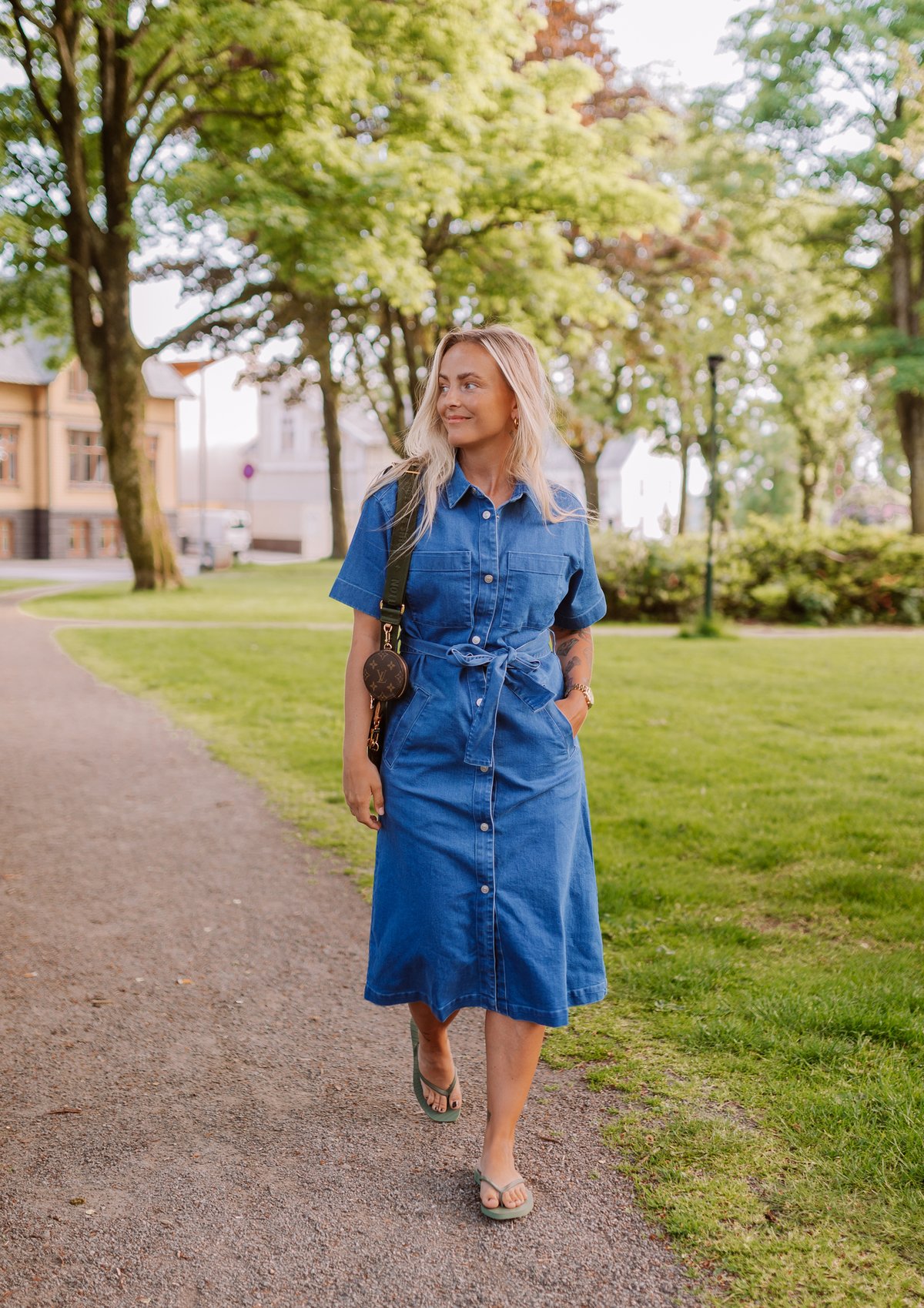 Ichi Mazie Dress Washed Blue Denim