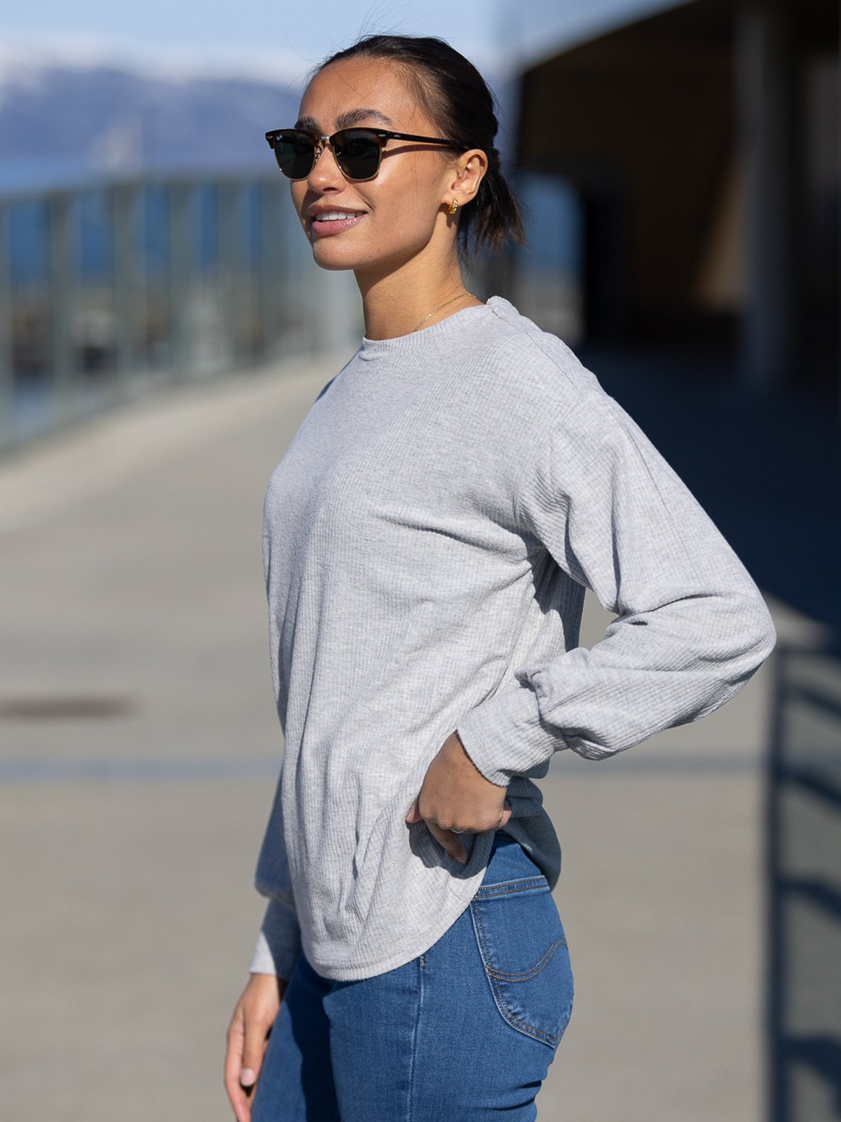 Ichi Kyla Long Sleeve Grey Melange