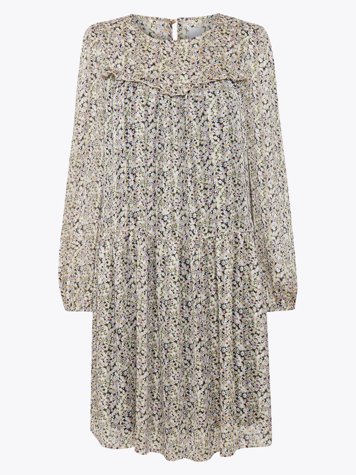 Ichi Ixlia Short Dress Cloud Dancer Flower Print