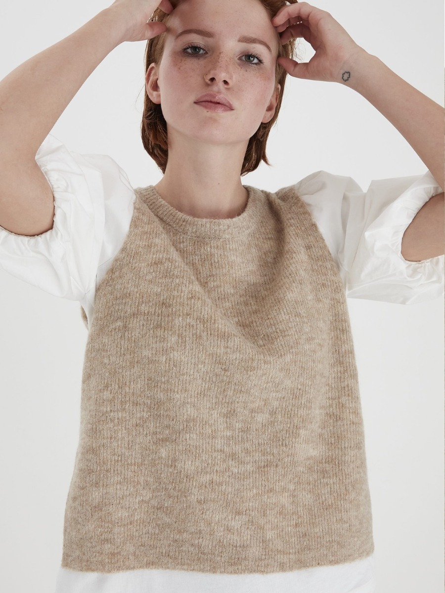 Ichi Jordan Vest Oatmeal Melange