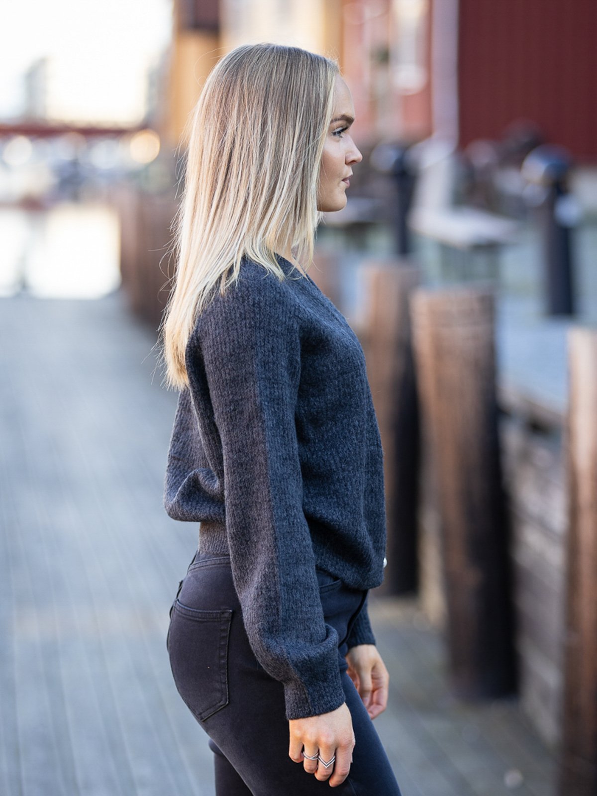 Ichi Marin Cardigan 2 Black Melange