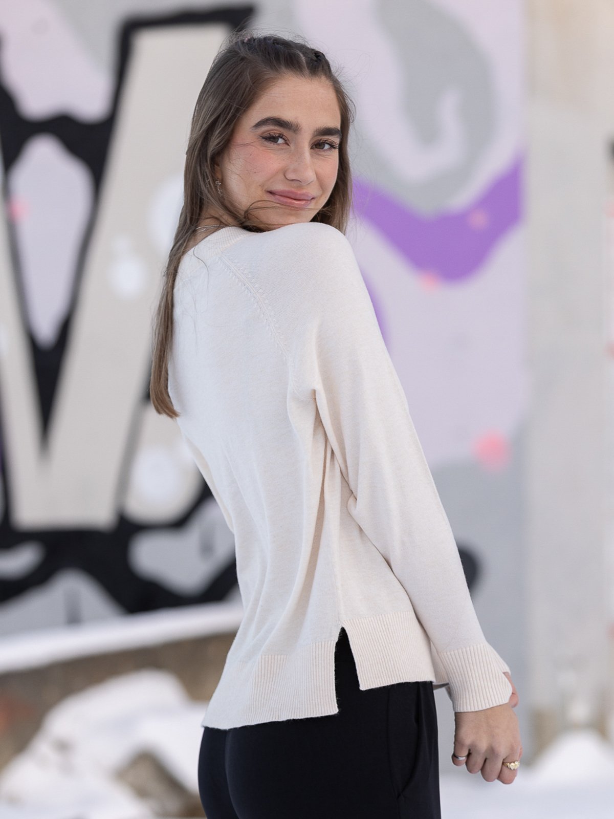 Ichi Kava Long Sleeve Oatmeal Melange