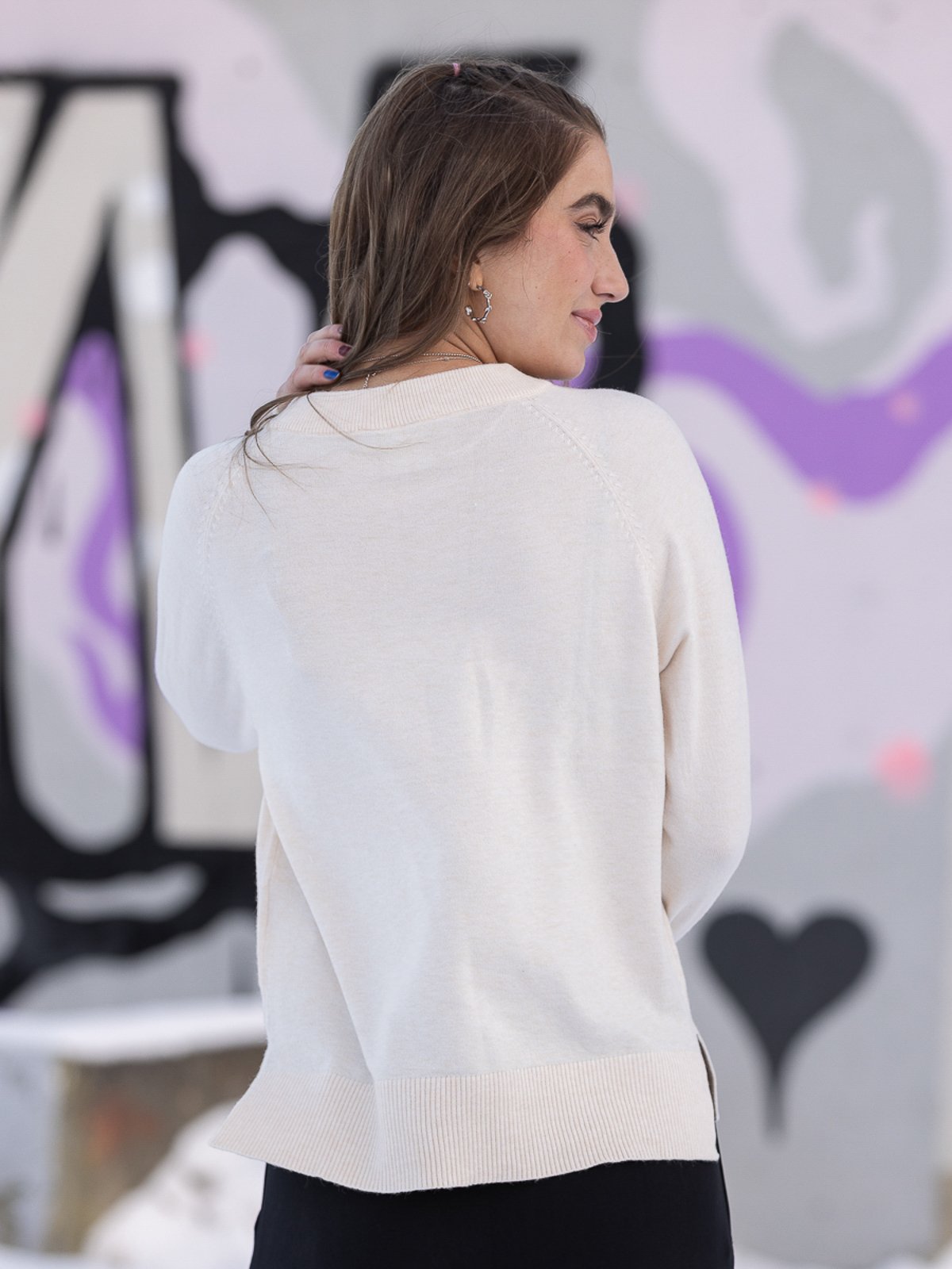 Ichi Kava Long Sleeve Oatmeal Melange