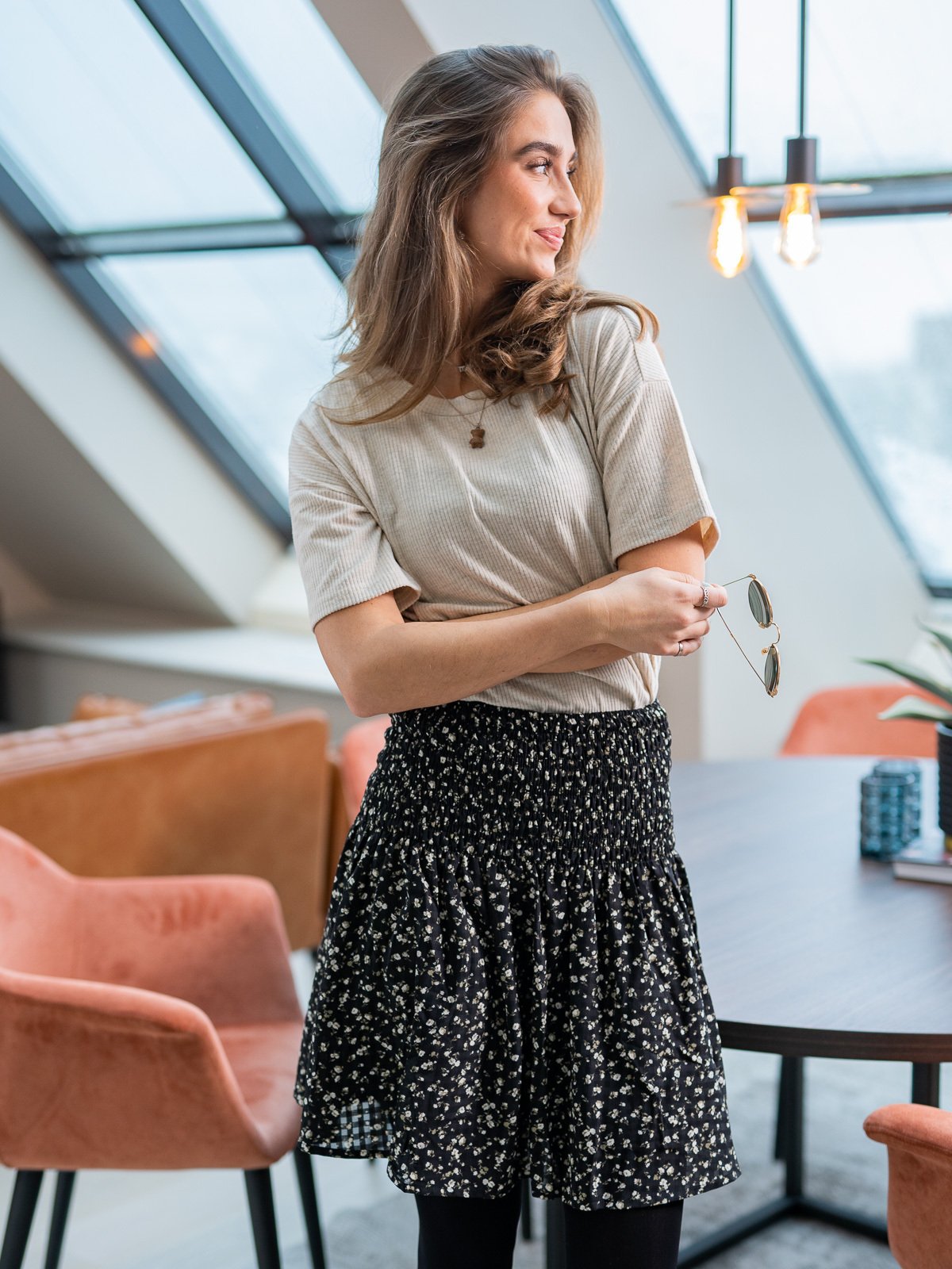 Ichi Kyla Short Sleeve Oatmeal Melange