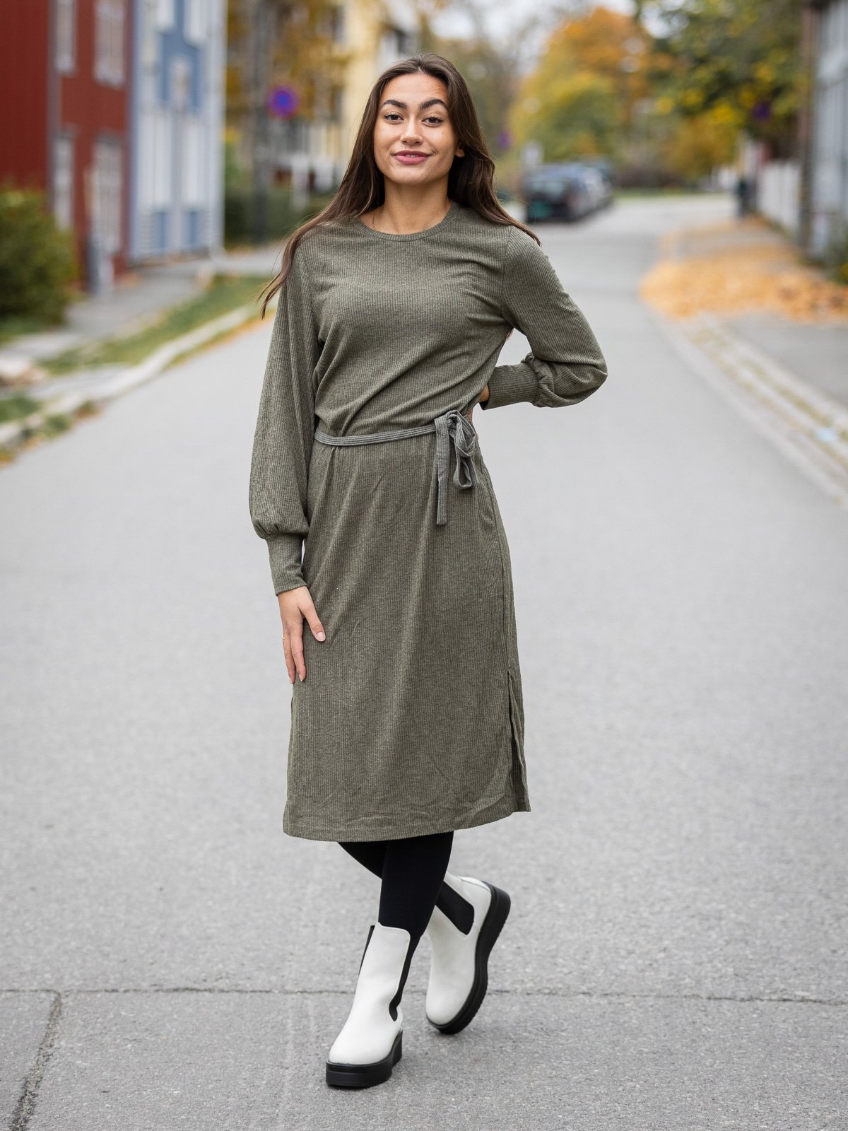 Ichi Kyla Dress 2 Ivy green