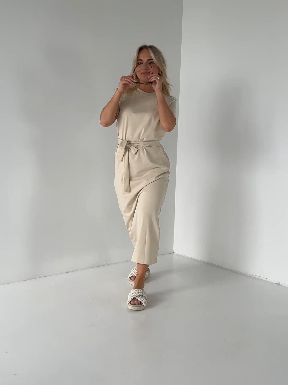 Selected Femme Essential Short Sleeve Ankle Tee Dress Birch