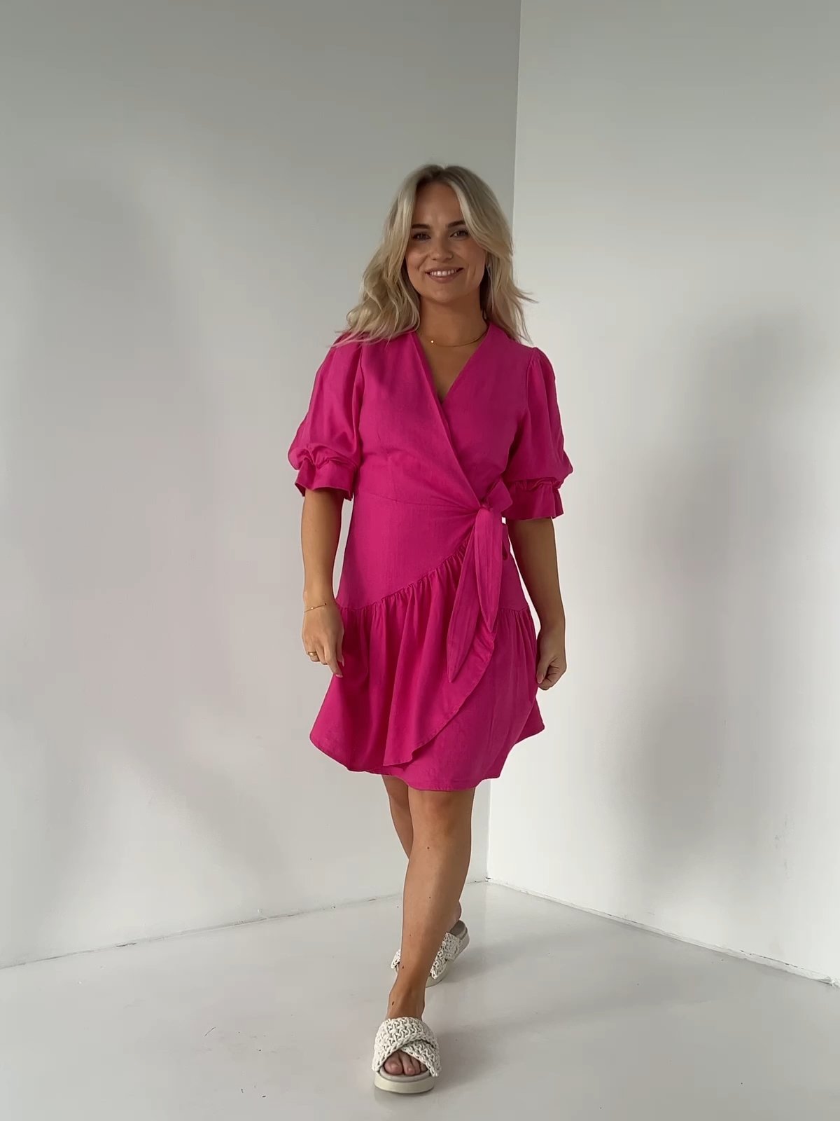 Y.A.S Prima 2/4 Wrap Dress Fuchsia Purple