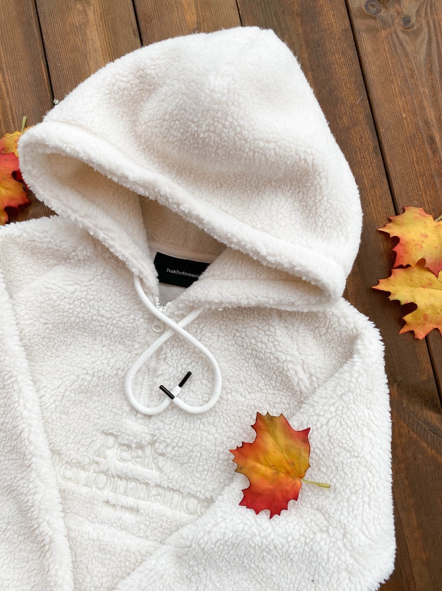 Peak Performance Original Pile Half Zip Hood White