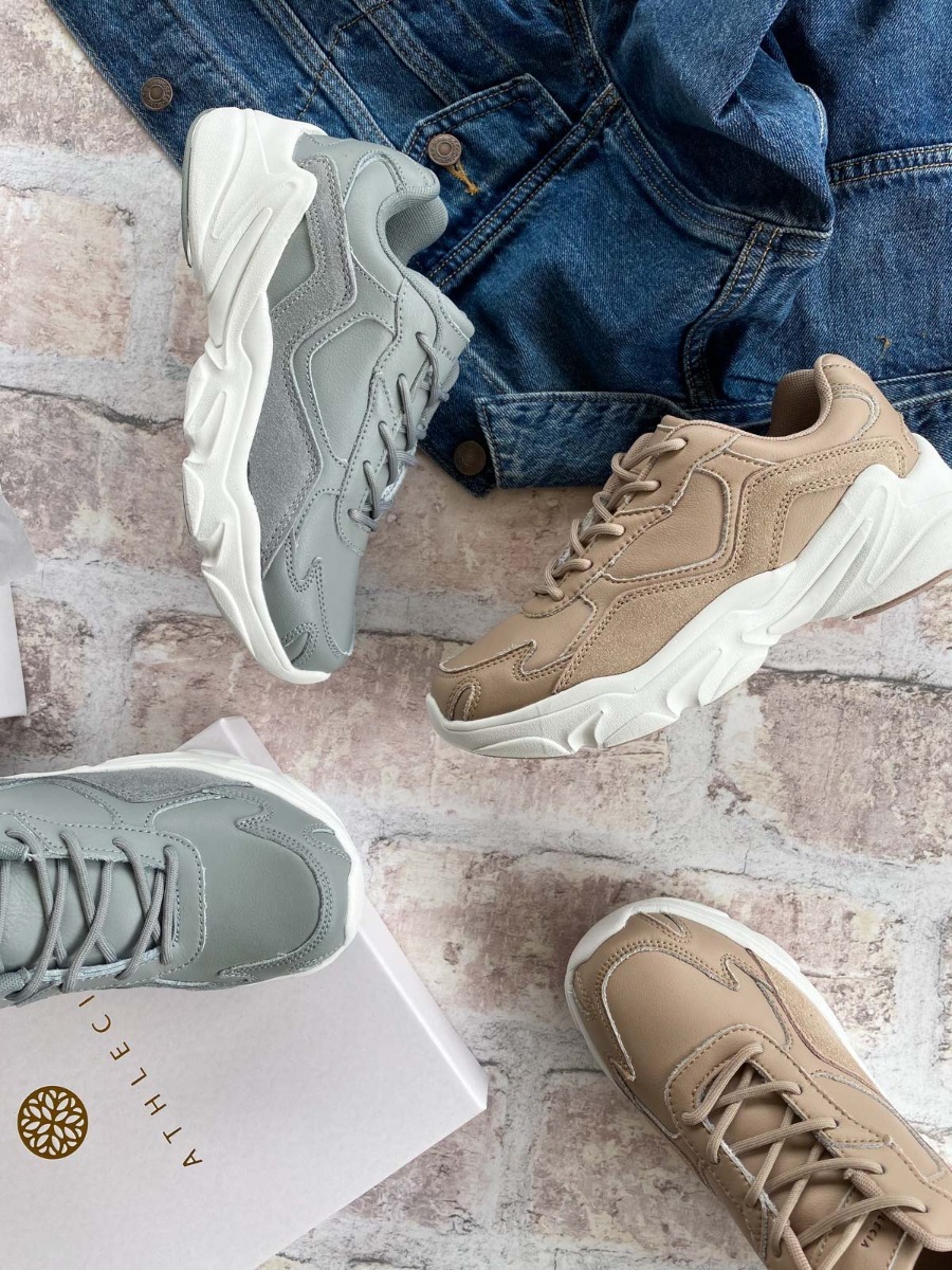 Athlecia Chunky Leather Trainers Nude