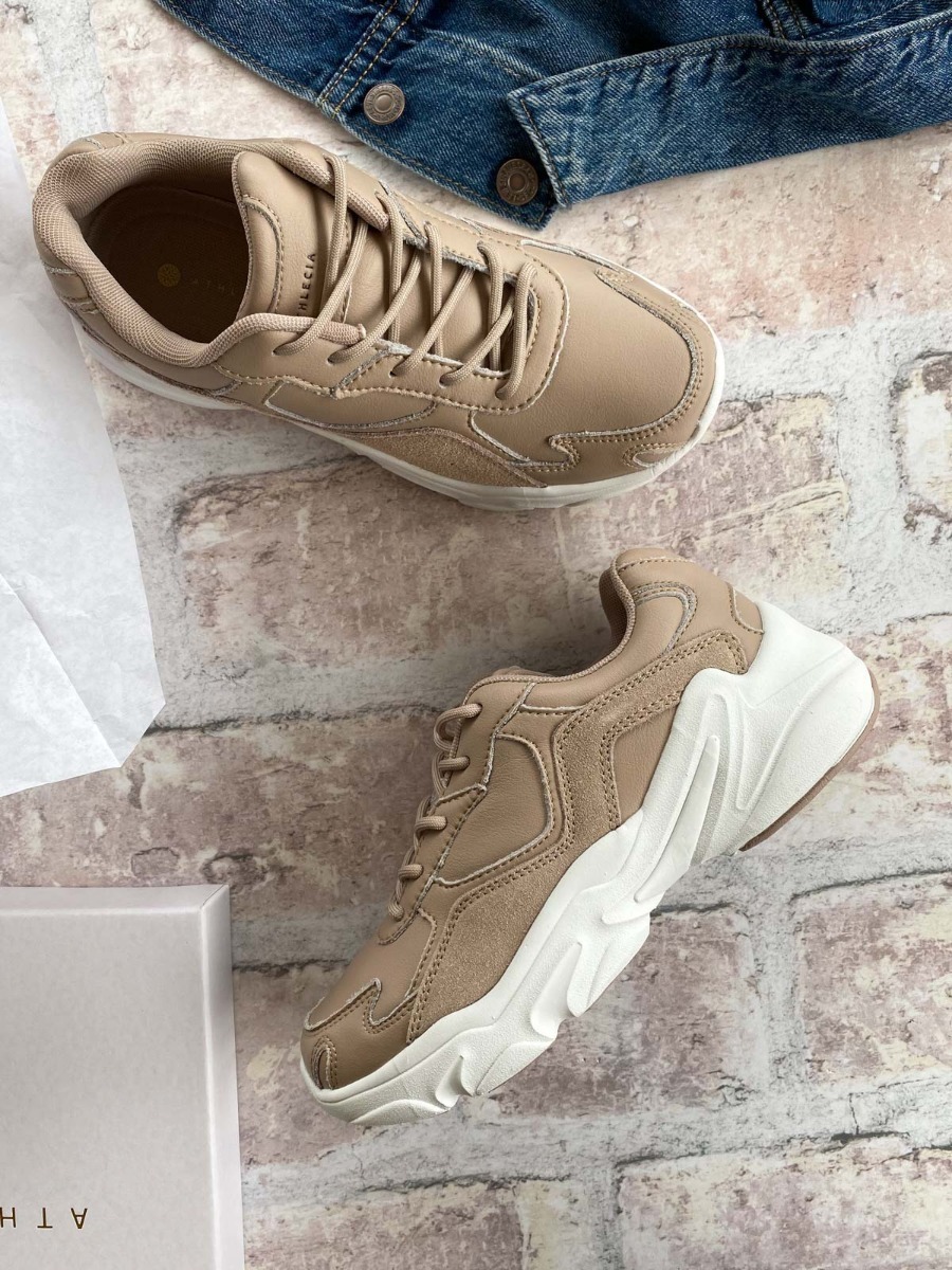Athlecia Chunky Leather Trainers Nude
