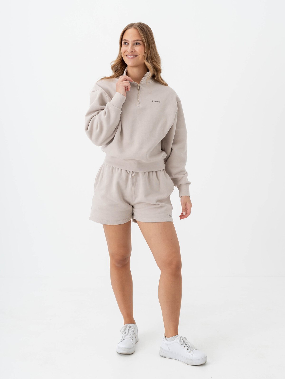 7 DAYS Active Organic Fitted Half Zip Silver Gray