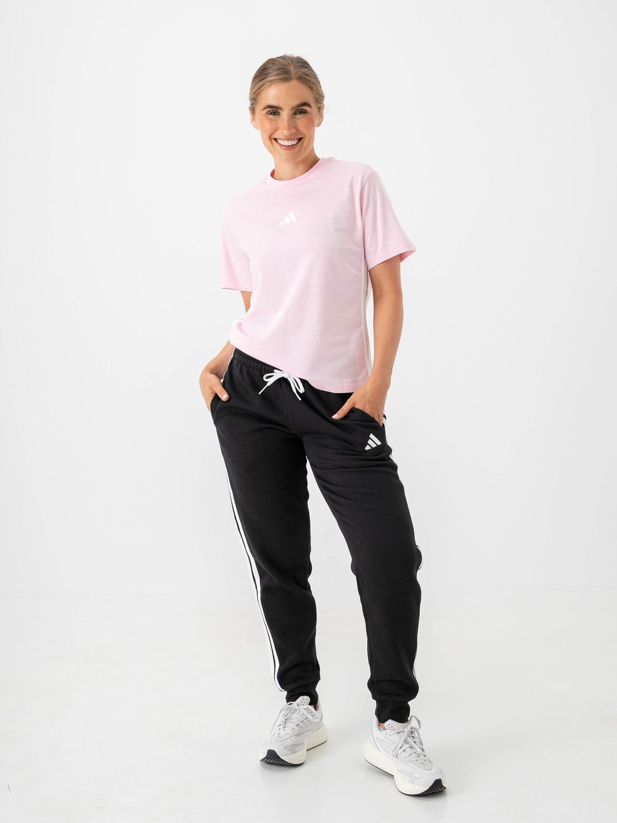 adidas 3-Stripes Fleece Slim Pant Black / White