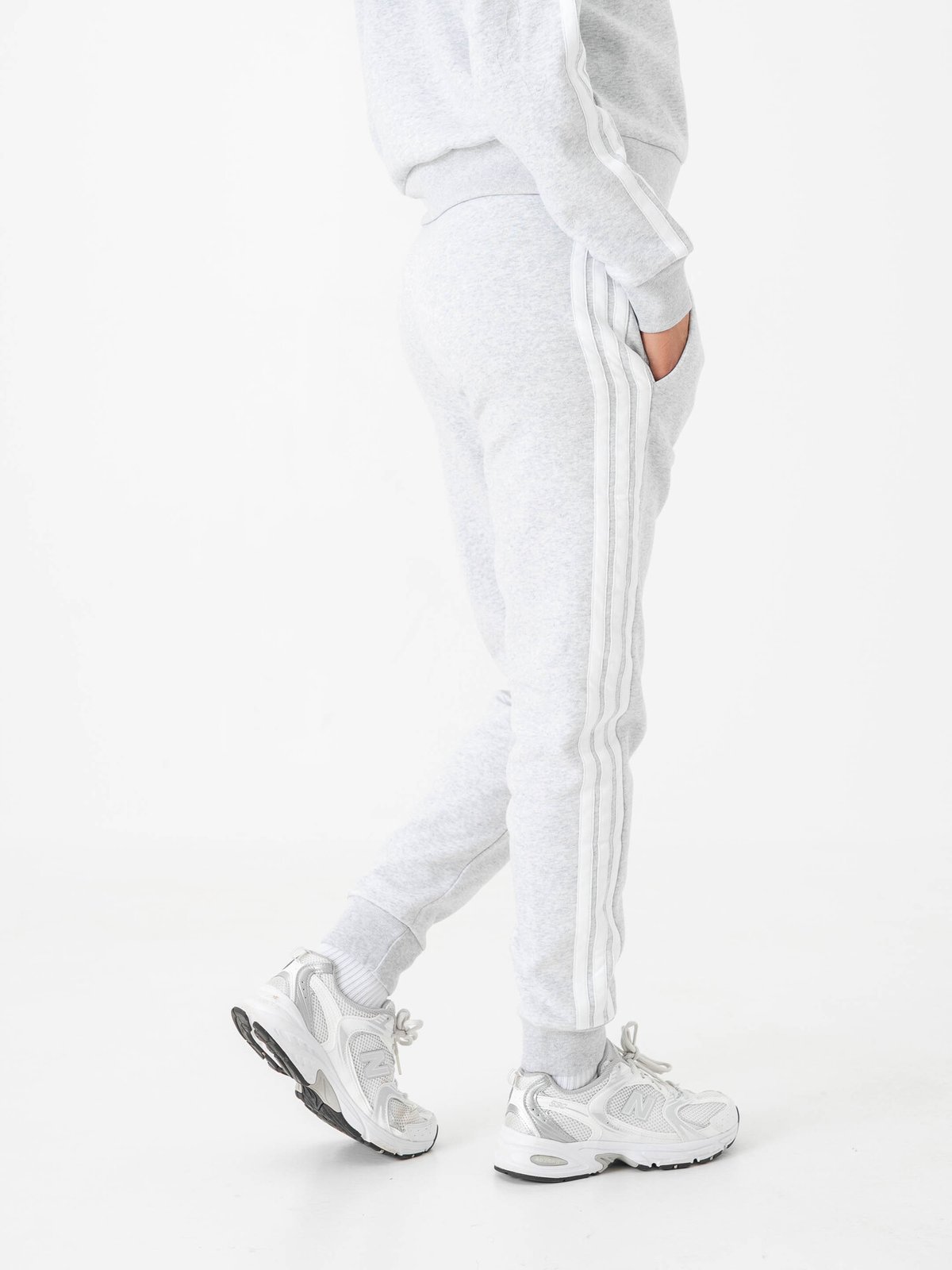 adidas 3-Stripes Fleece Slim Pant Grey / White