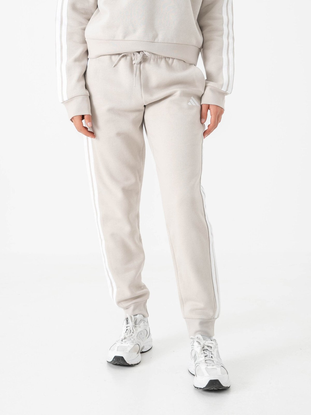 adidas 3-Stripes Fleece Slim Pant Beige