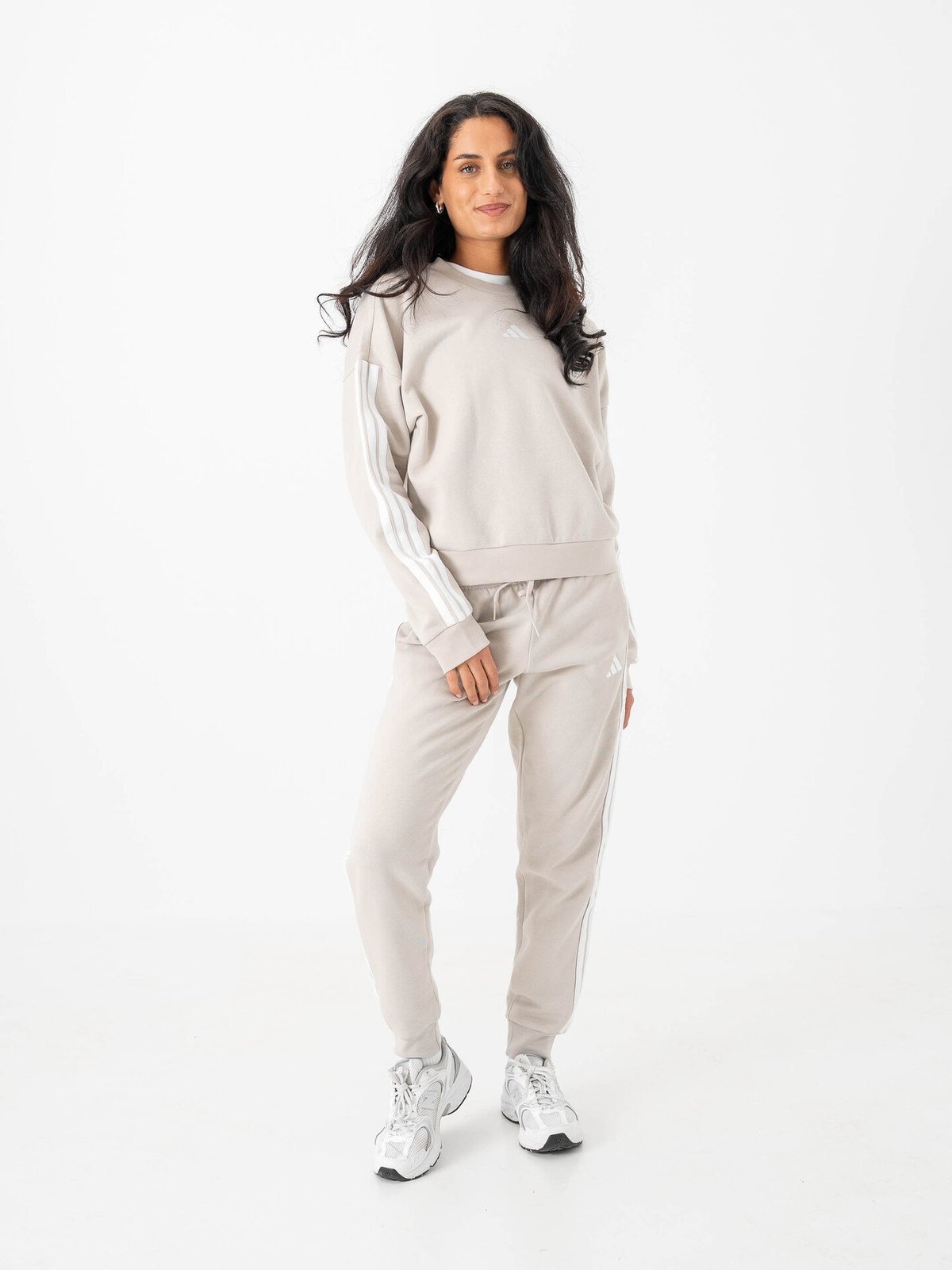 adidas 3-Stripes Fleece Slim Pant Beige