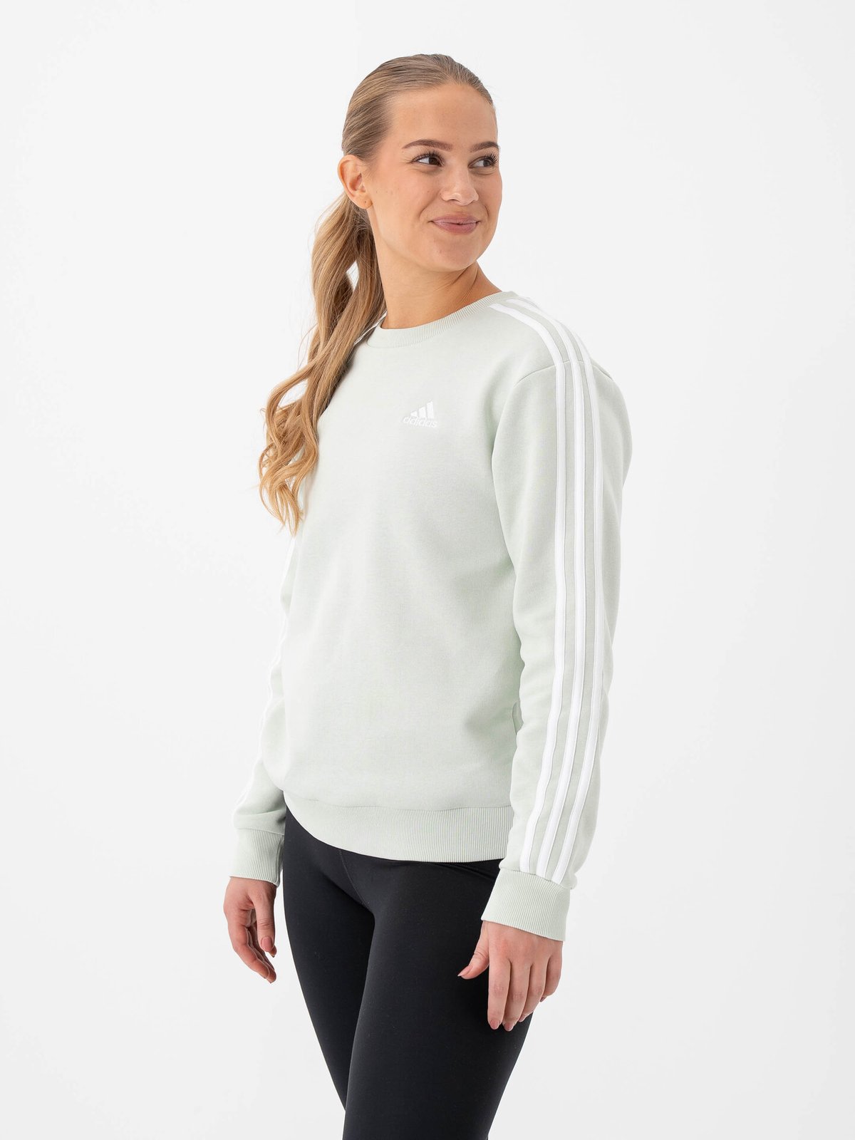 adidas 3-Stripes Fleece Crew Linen Green
