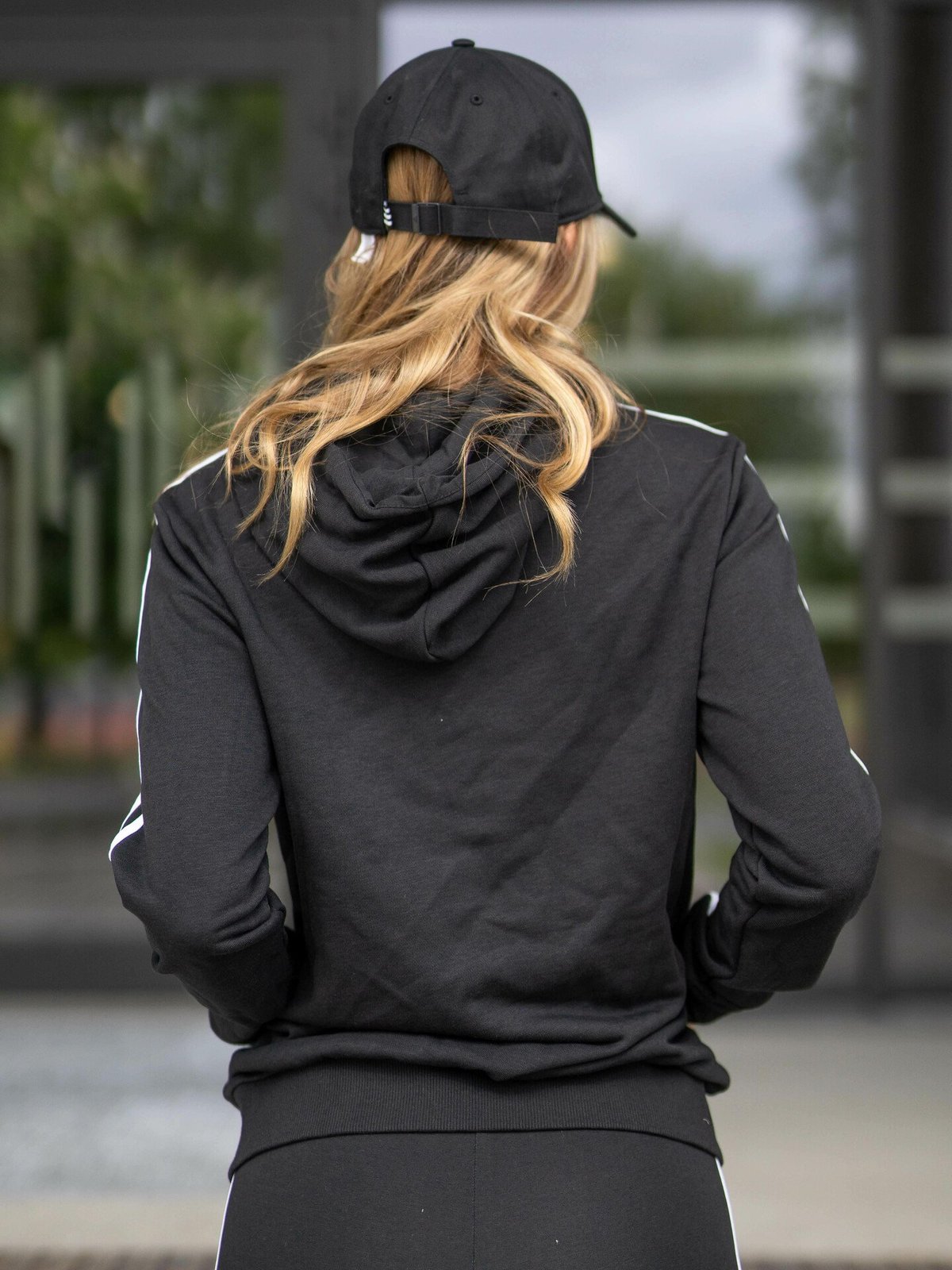 adidas Fleece 3-Stripes Full Zip Hoodie Black / White