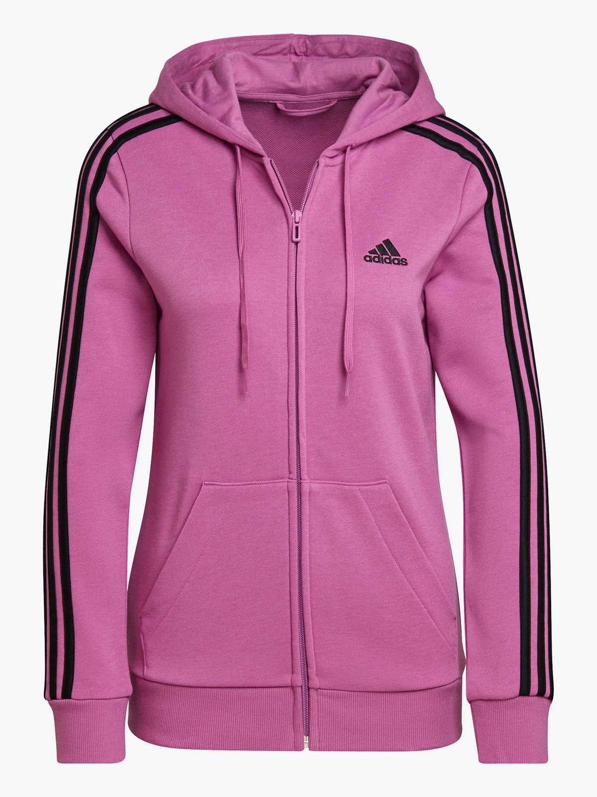 adidas Fleece 3-Stripes Full Zip Hoodie Semi Pulse Lilac / Black