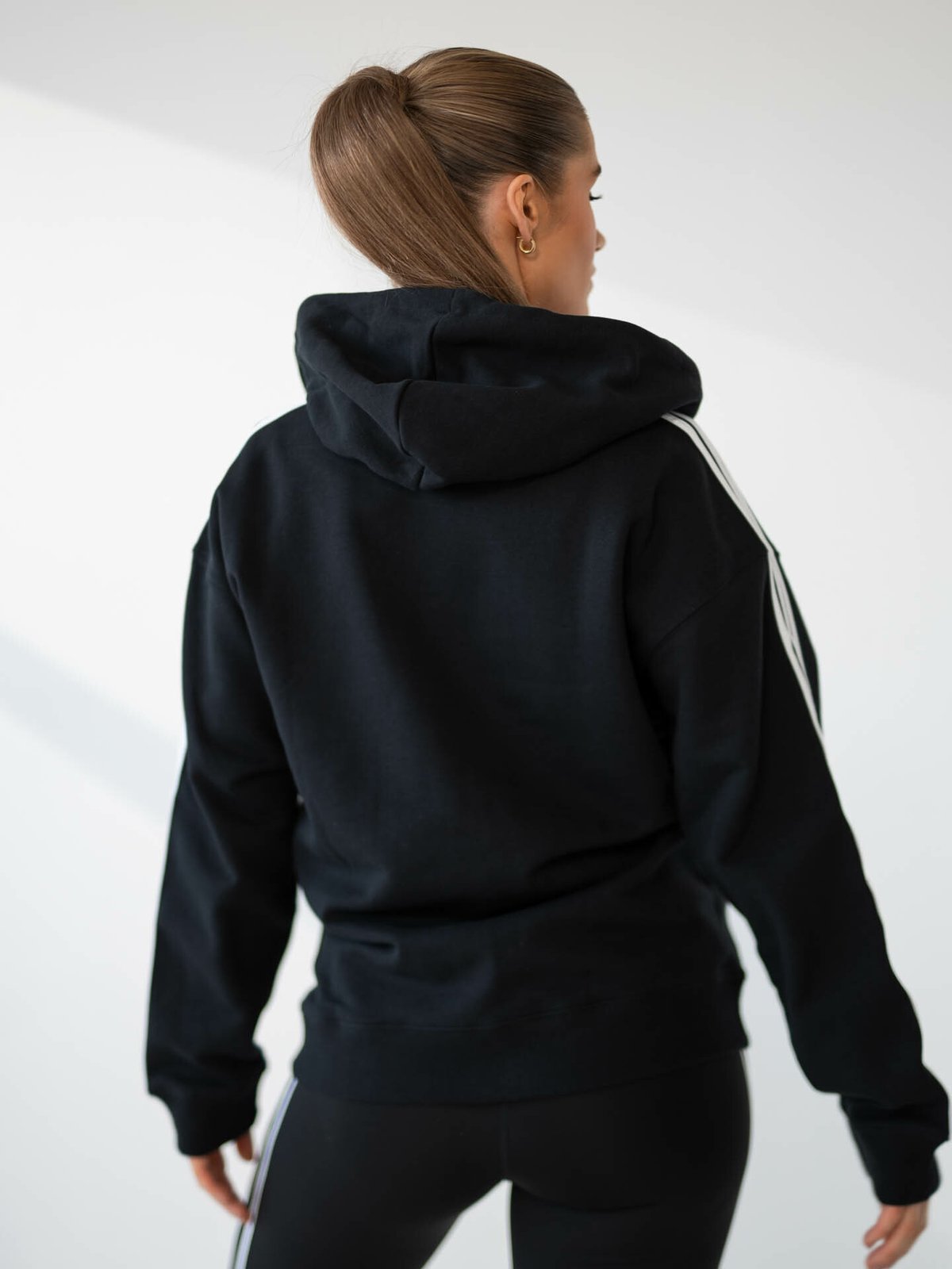 adidas 3-Stripes FT Full Zip Oversize Hoodie Black